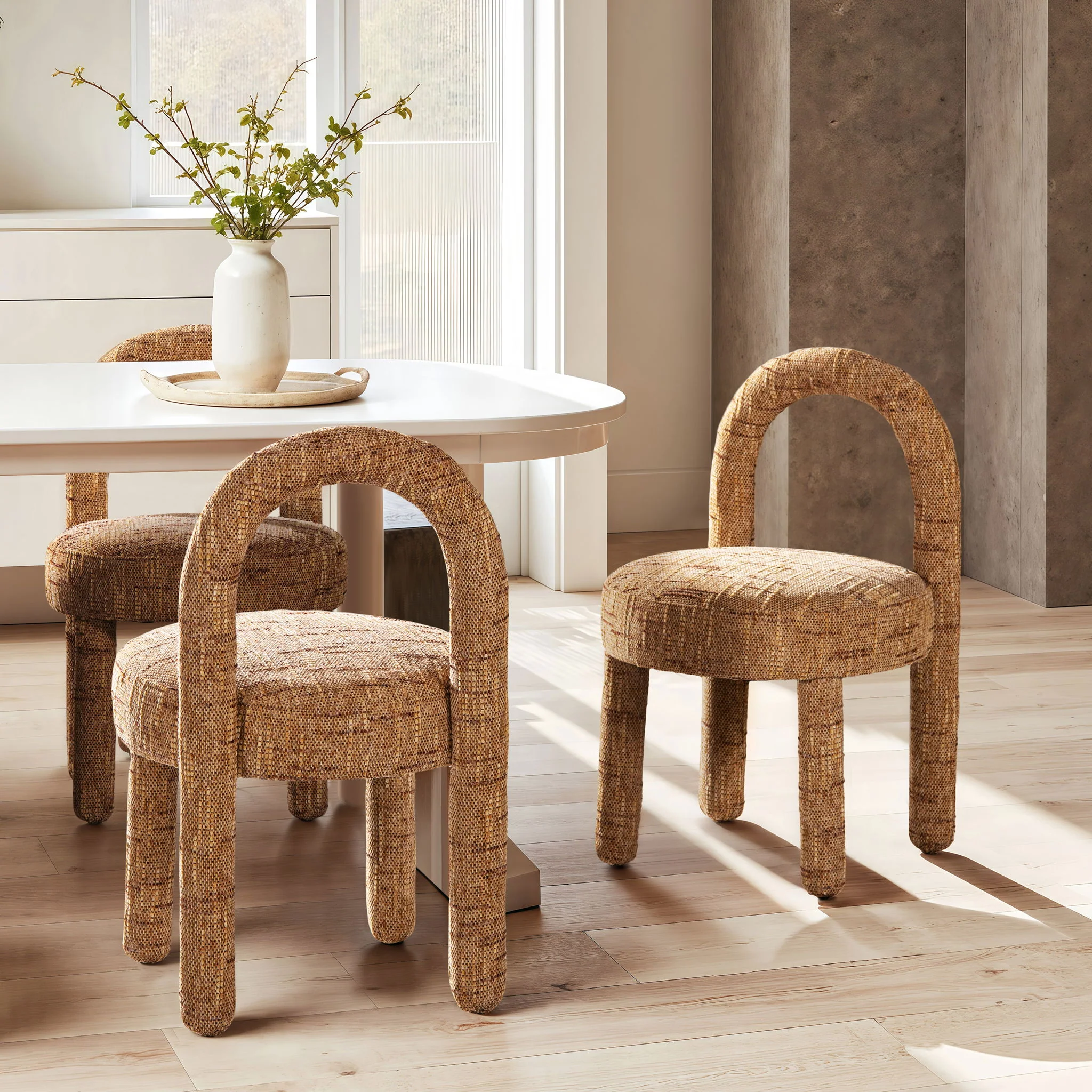Penny - Round Arched Upholstered Dining Side Chair (Set of 2) - Golden Rust Orange - Image 4