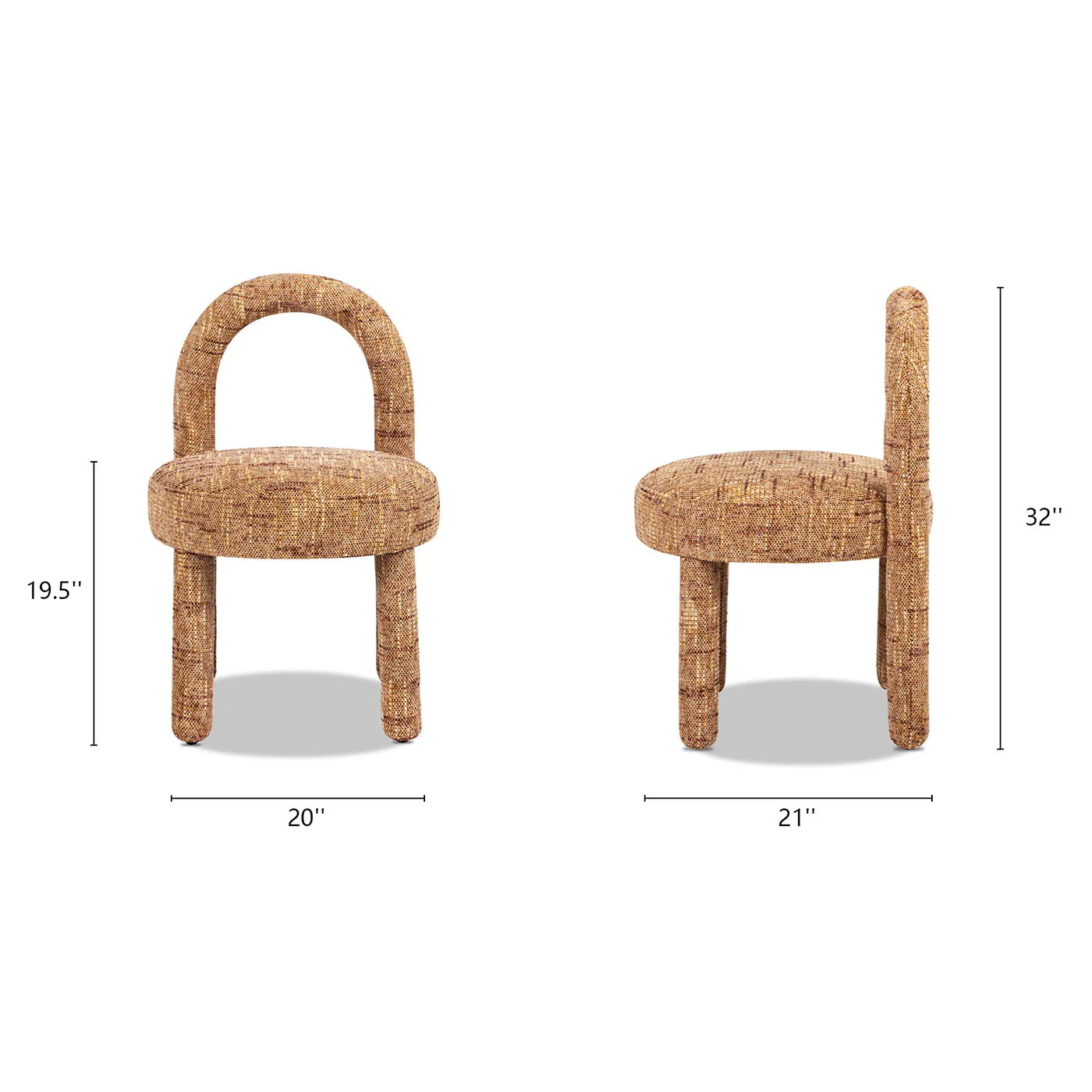 Penny - Round Arched Upholstered Dining Side Chair (Set of 2) - Golden Rust Orange - Image 6