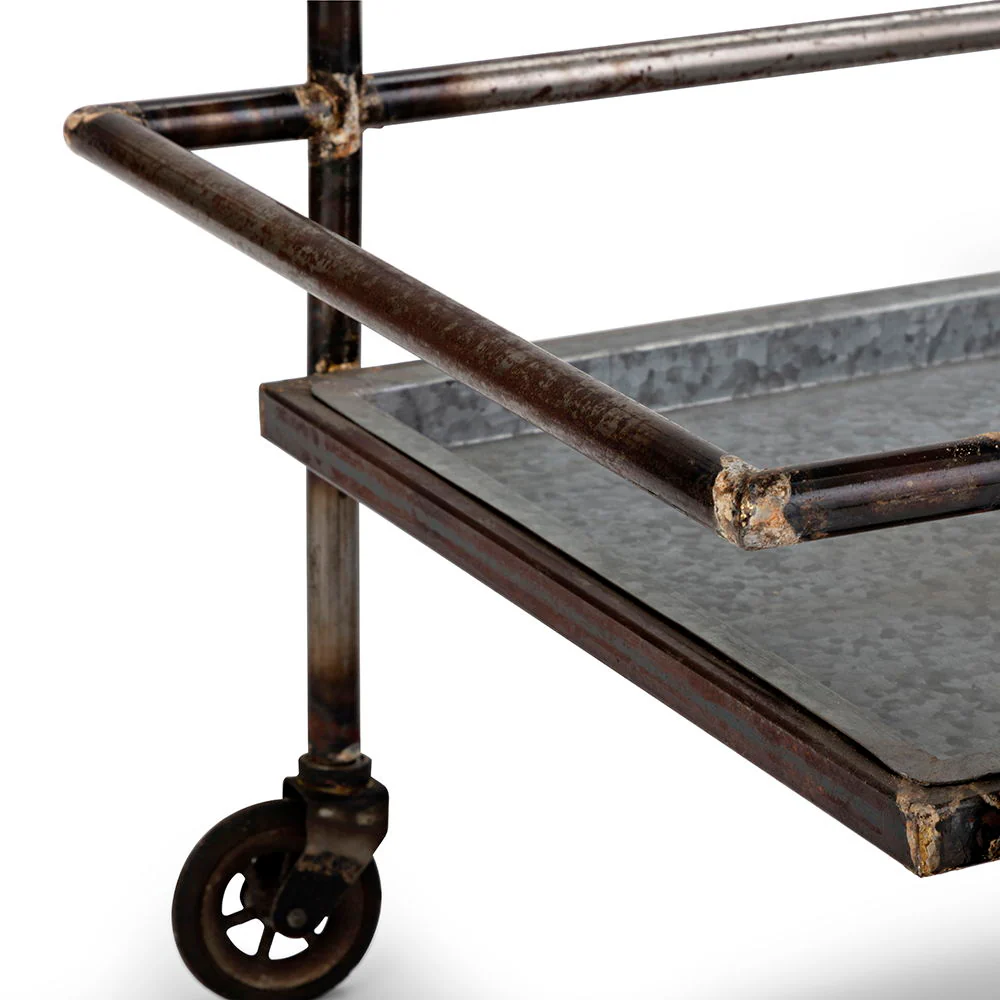 Percy Galvanized Metal Bar Cart - Gray - Image 4