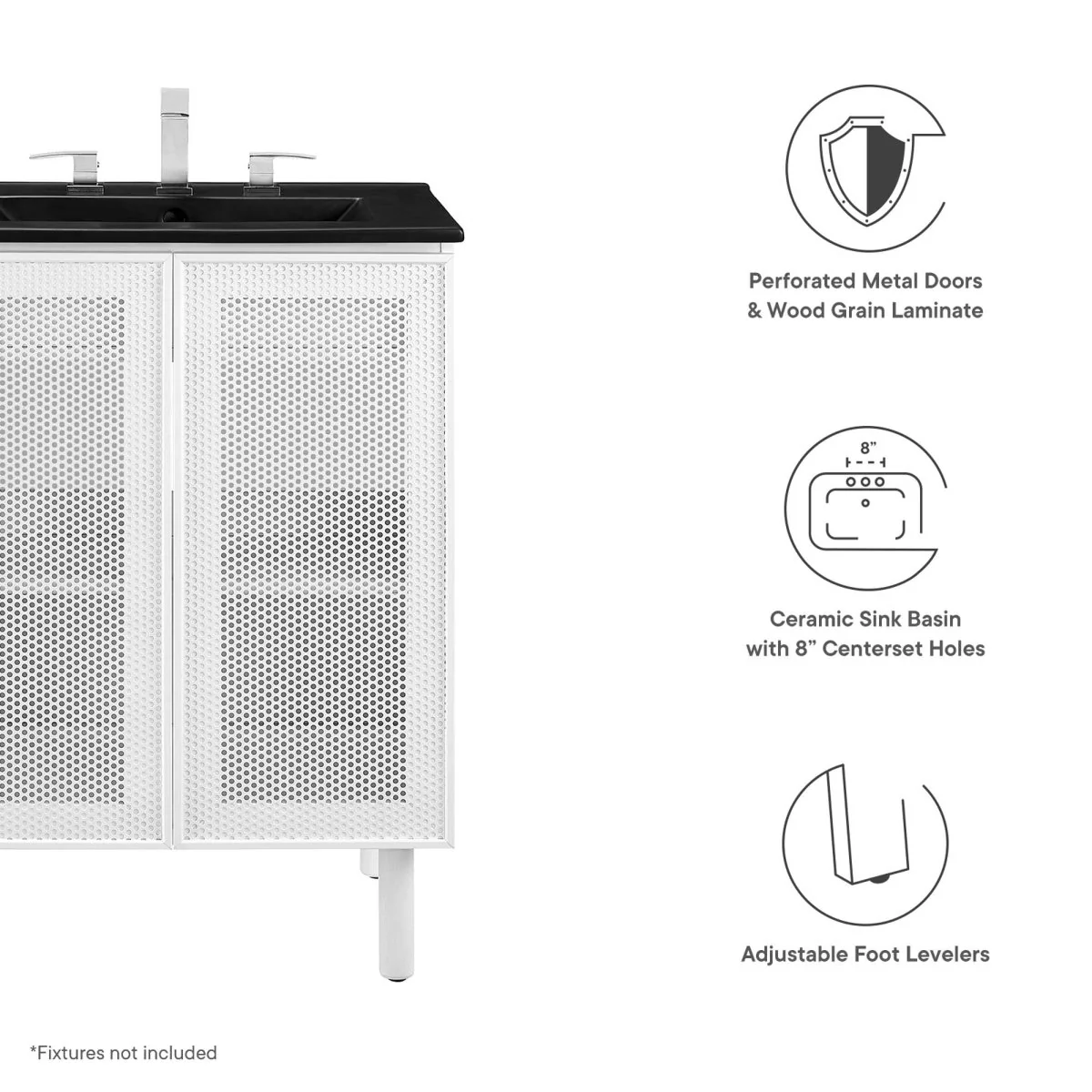 Perforated Metal Bathroom Vanity - Modern Industrial Design for Wall-Mount or Freestanding - Image 2