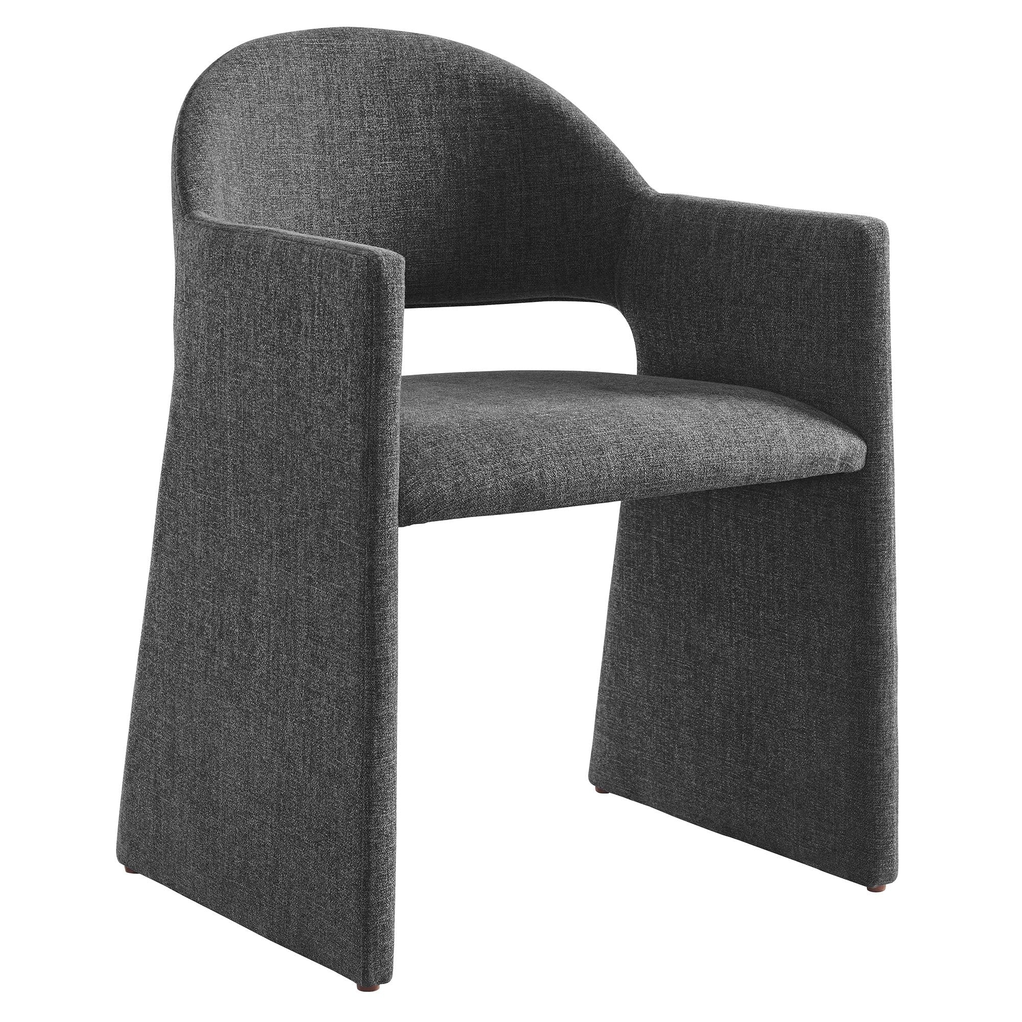 Performance Velvet Barrel Dining Armchair with Curved Back - Image 45