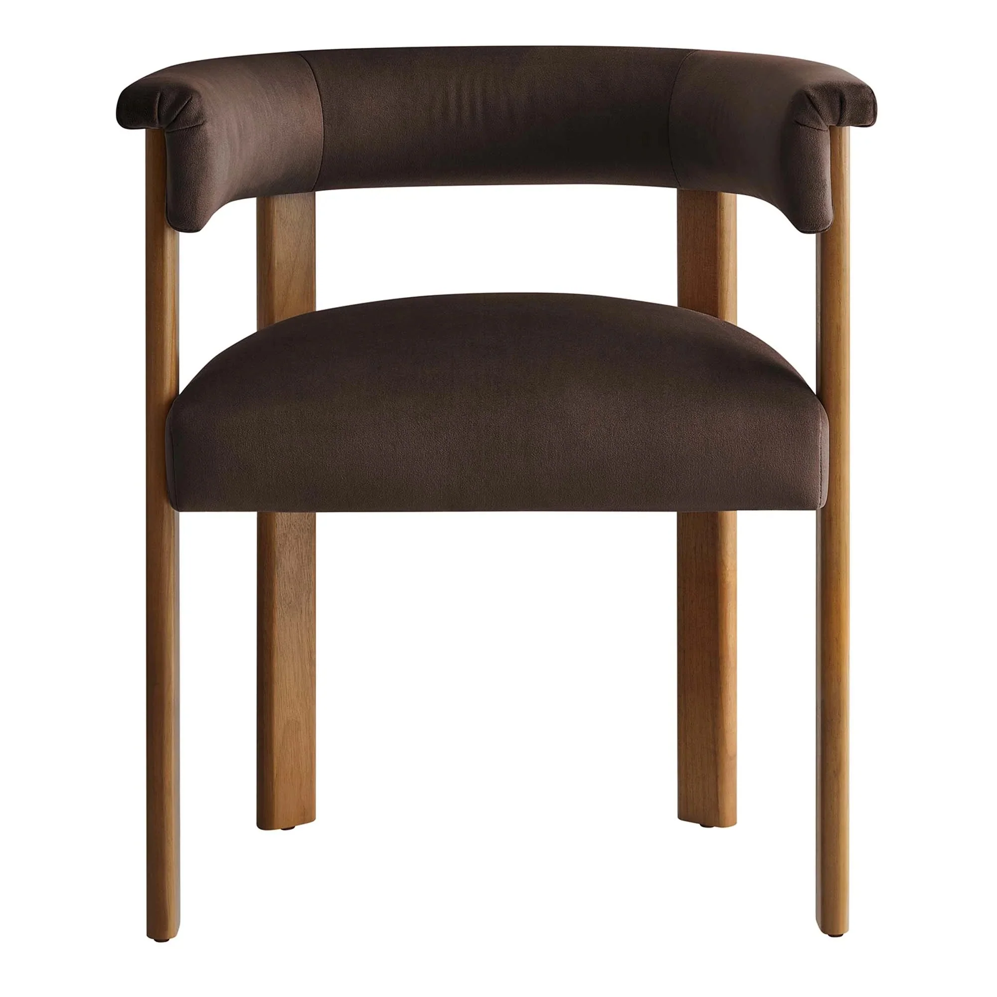 Performance Velvet Barrel Dining Chair Set with Wood Legs – Set of 2 - Image 13