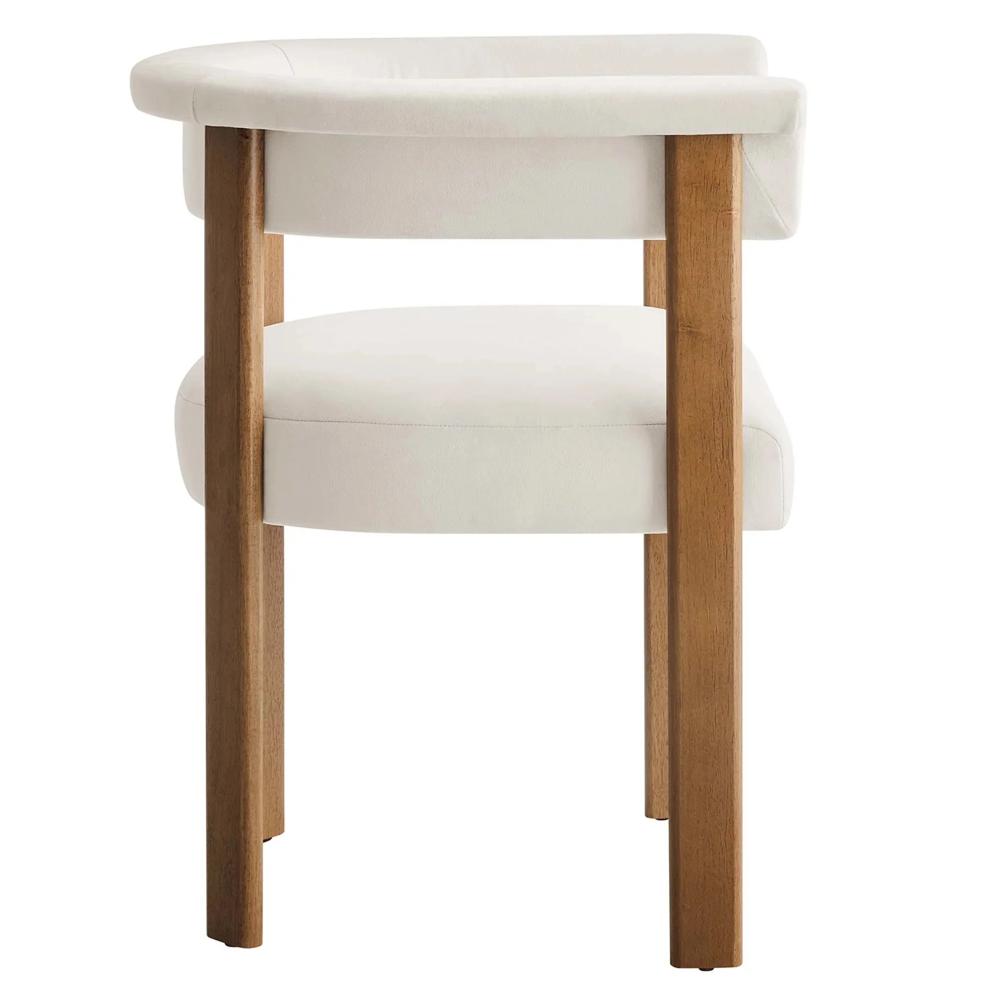 Performance Velvet Barrel Dining Chair Set with Wood Legs – Set of 2 - Image 4