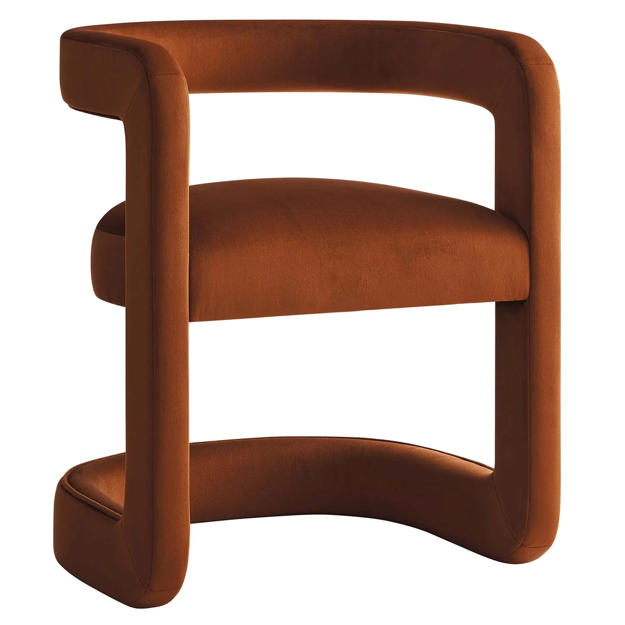 Performance Velvet Barrel Dining Chair with Open Back - Image 14