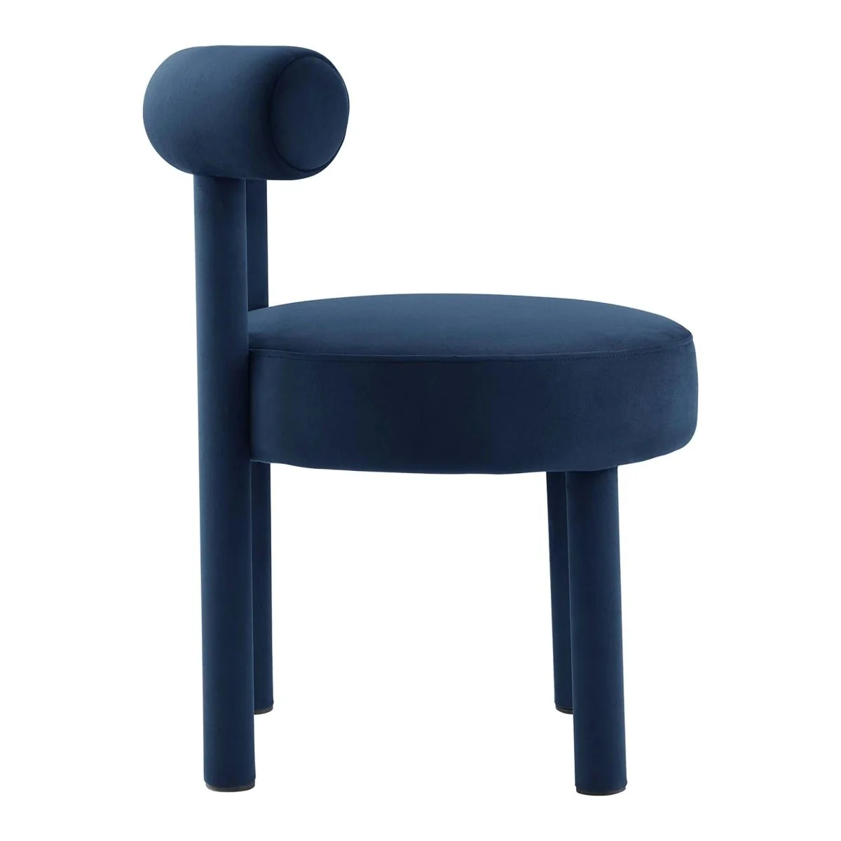 Performance Velvet Circular Dining Chair with Bolster Backrest - Image 7