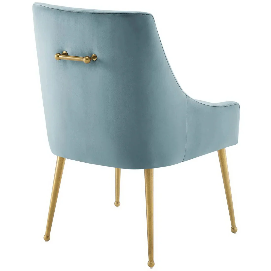 Performance Velvet Dining Accent Chair – Gold and Light Gray - Image 4