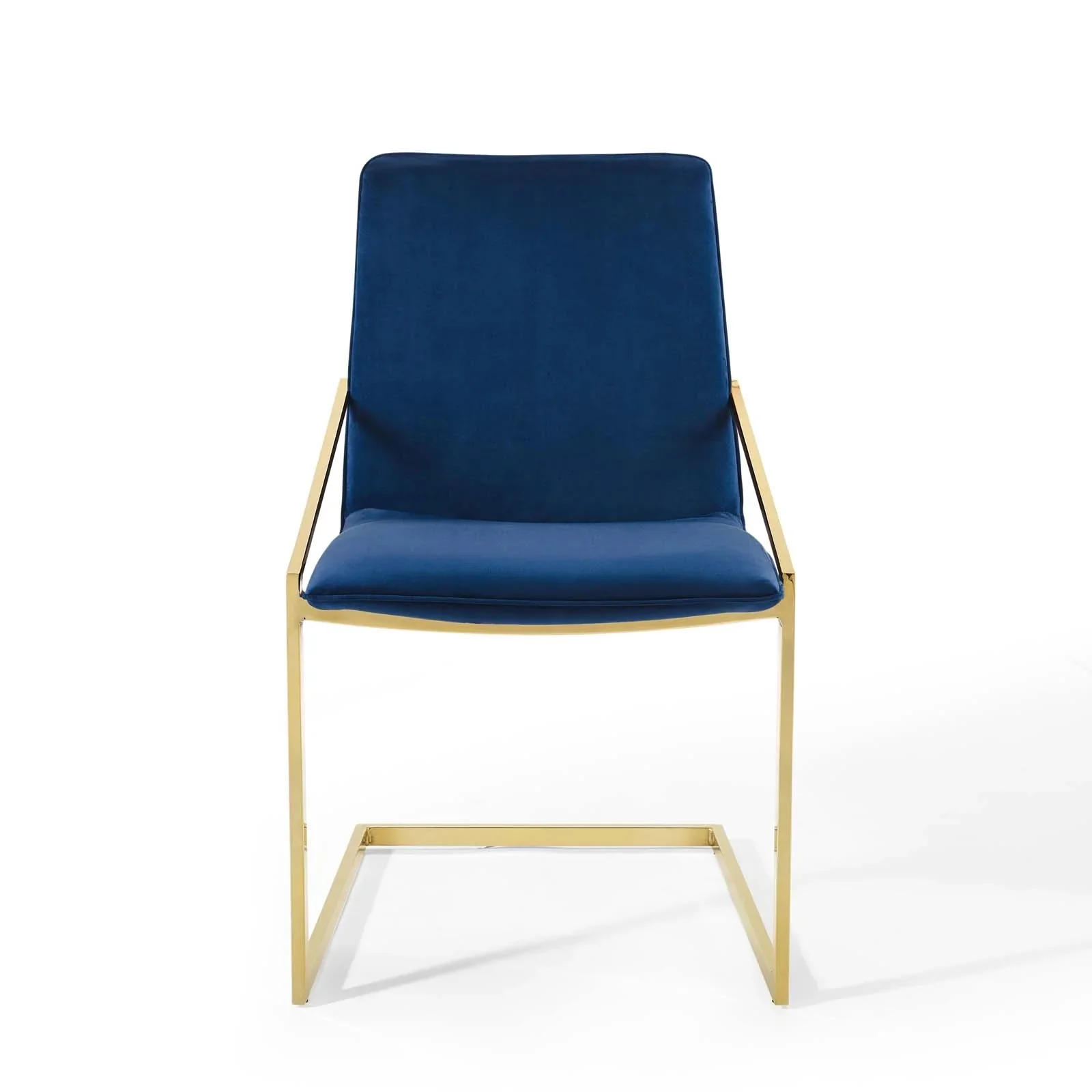 Performance Velvet Dining Armchair with Gold Geometric Frame - Image 18