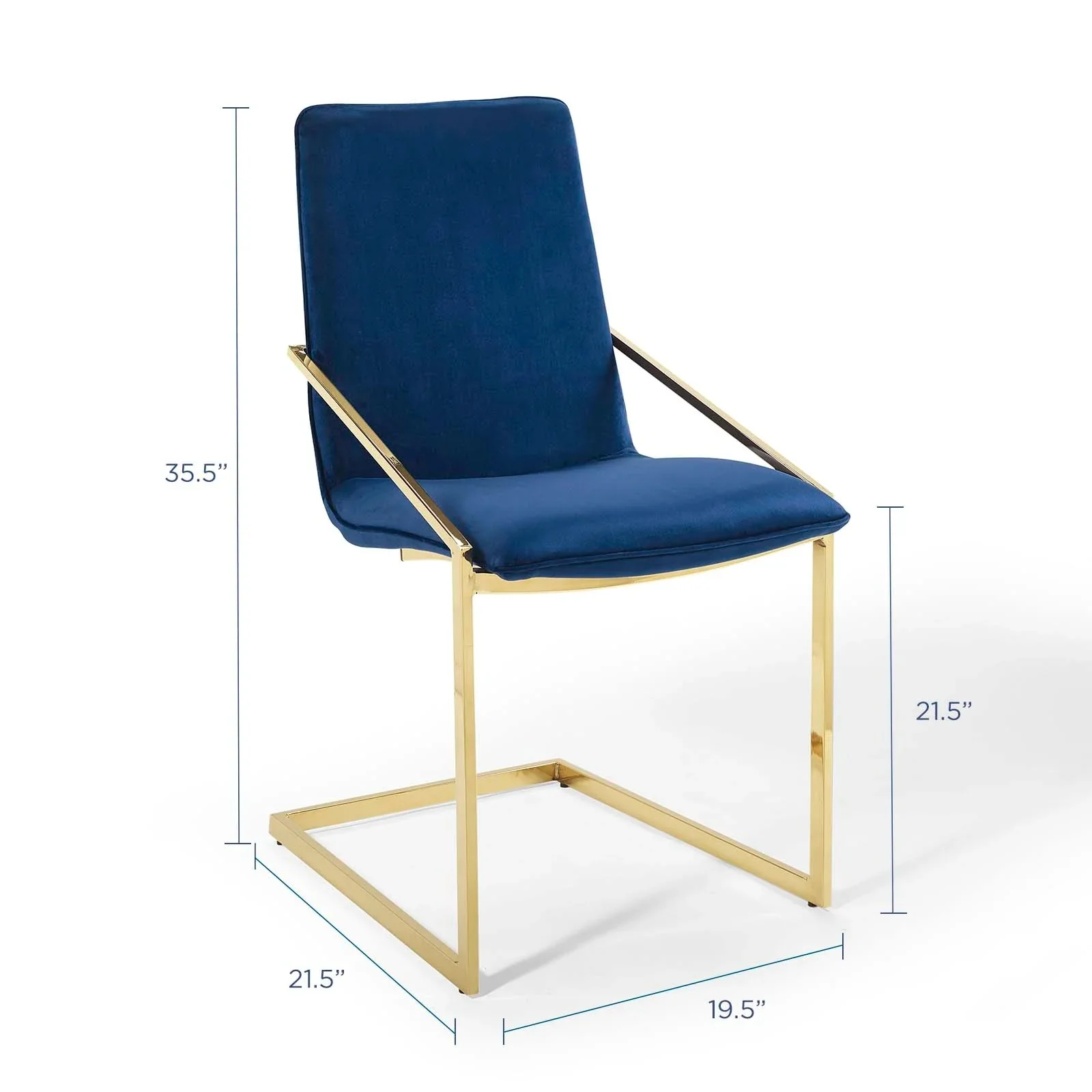 Performance Velvet Dining Armchair with Gold Geometric Frame - Image 24