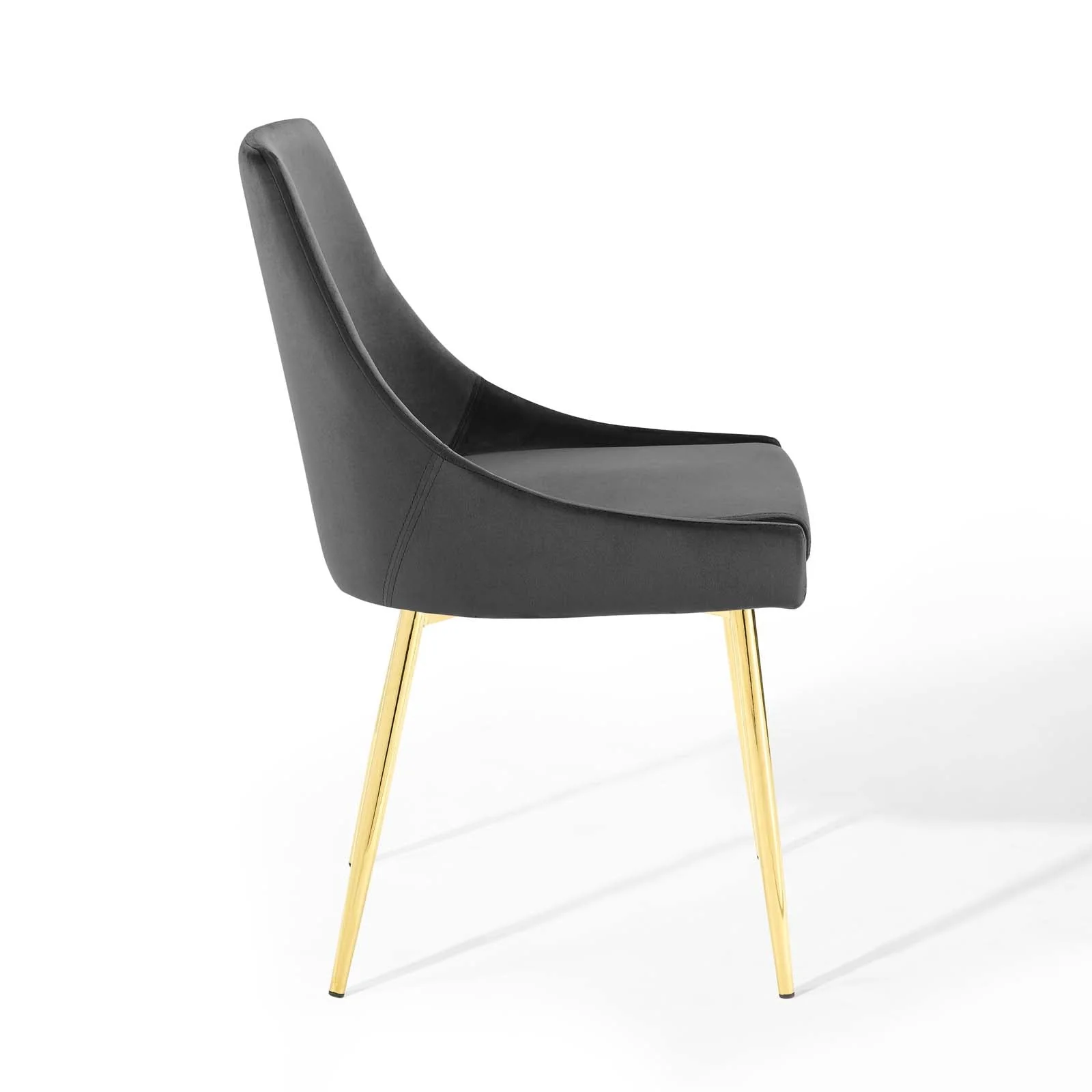 Performance Velvet Dining Chair Set with Gold Tapered Legs – Set of 2 - Image 4