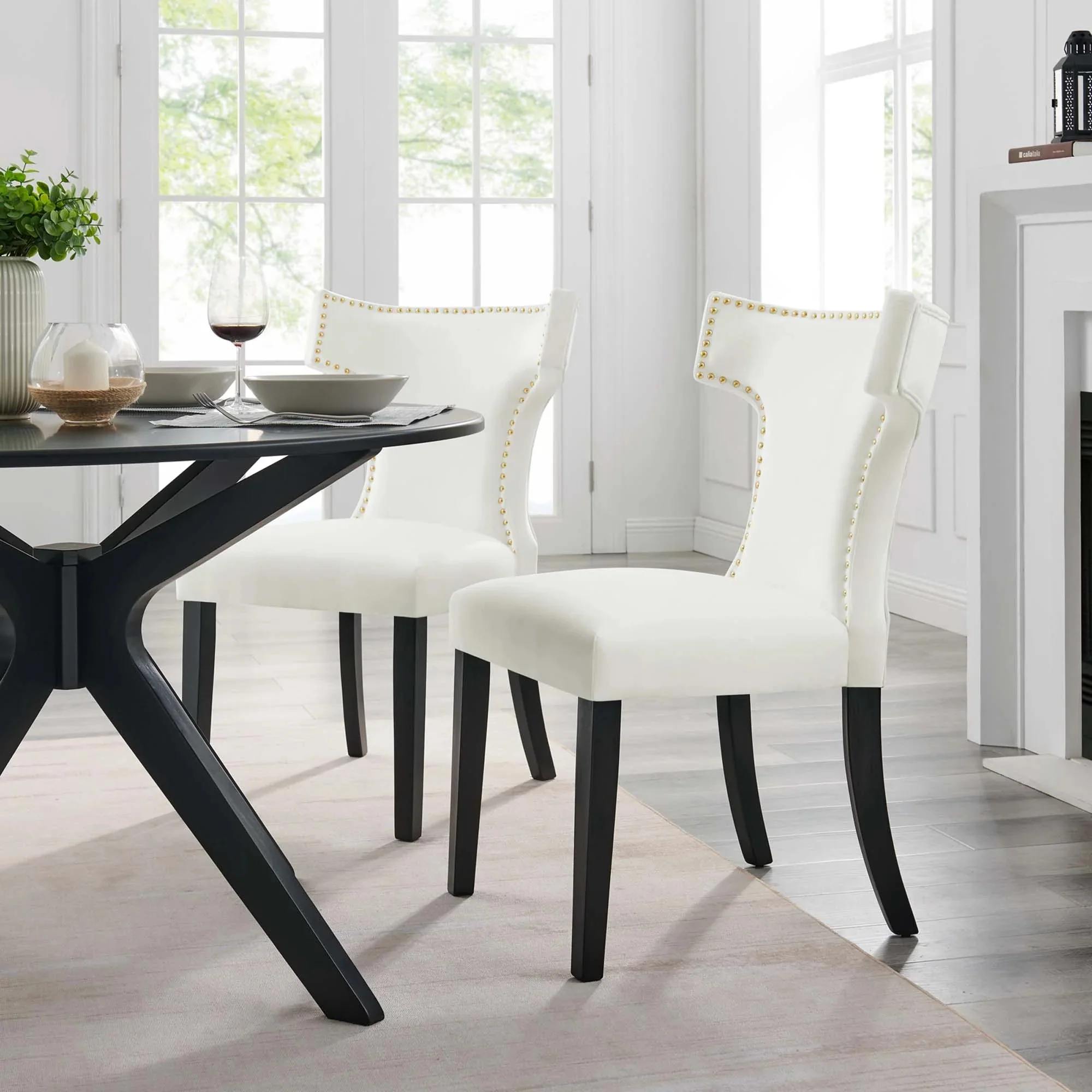Performance Velvet Dining Side Chair Set with Nailhead Trim – Set of 2 - Image 19