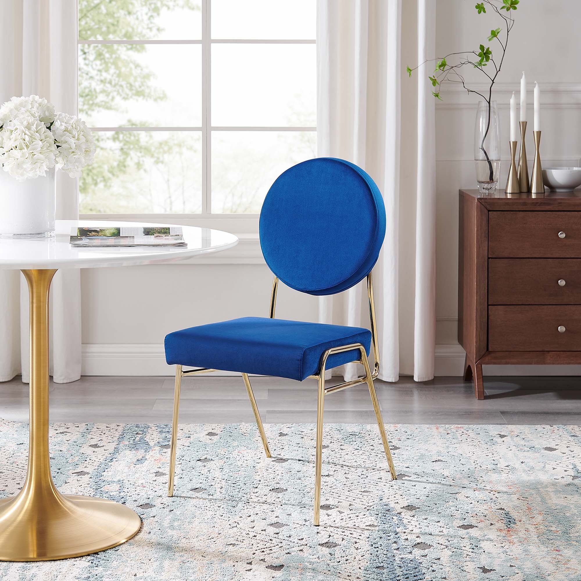 Performance Velvet Dining Side Chair with Gold Metal Base - Image 28