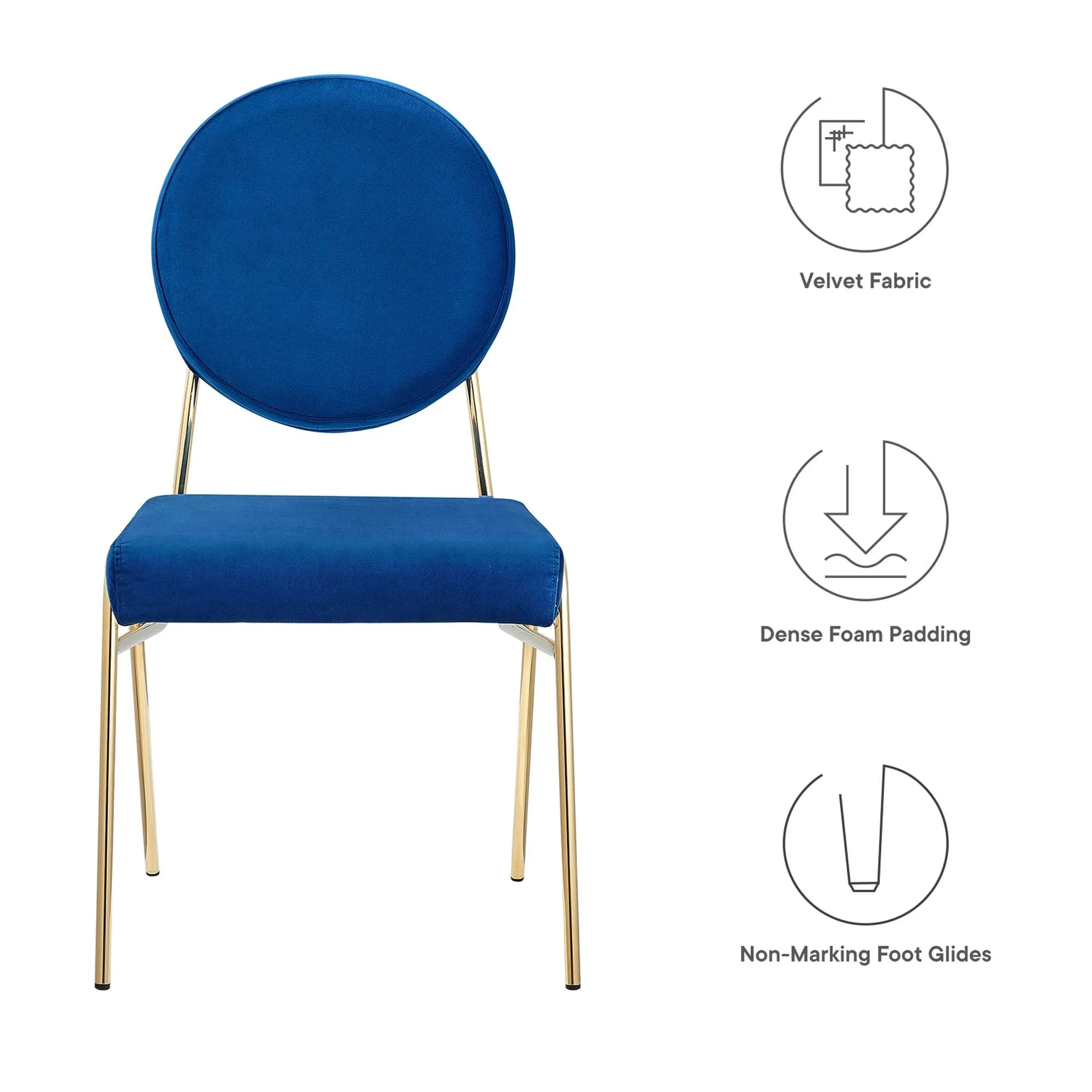 Performance Velvet Dining Side Chair with Gold Metal Base - Image 29