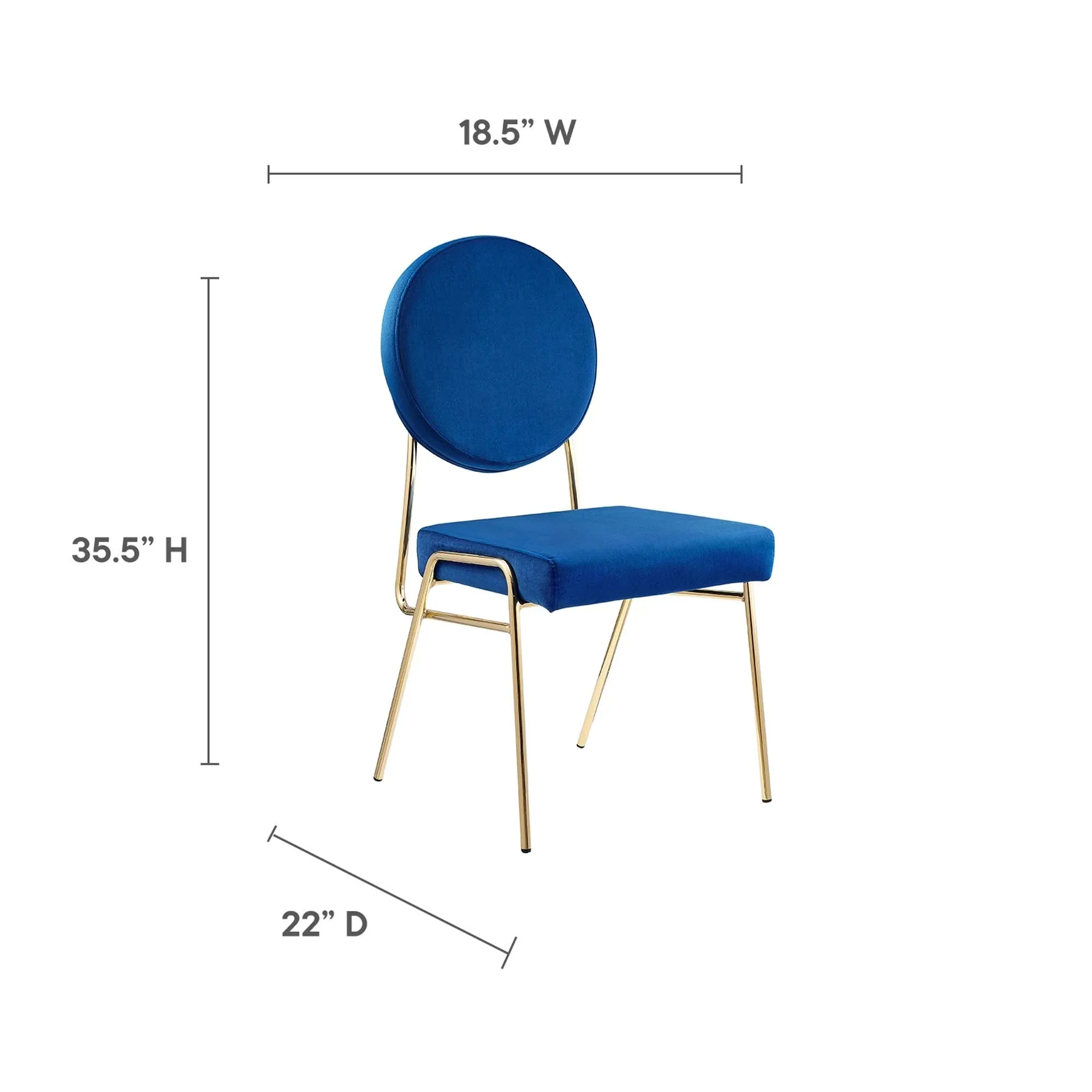 Performance Velvet Dining Side Chair with Gold Metal Base - Image 30