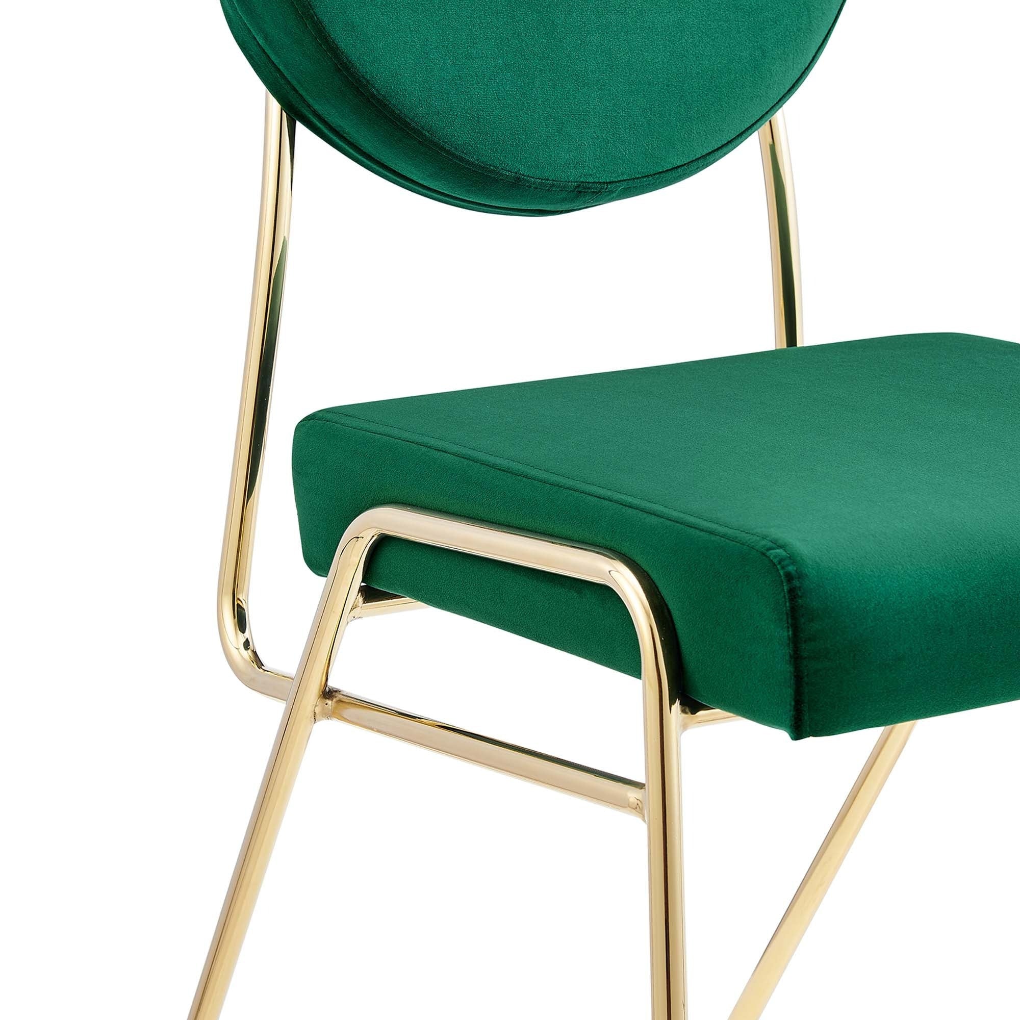Performance Velvet Dining Side Chair with Gold Metal Base - Image 4