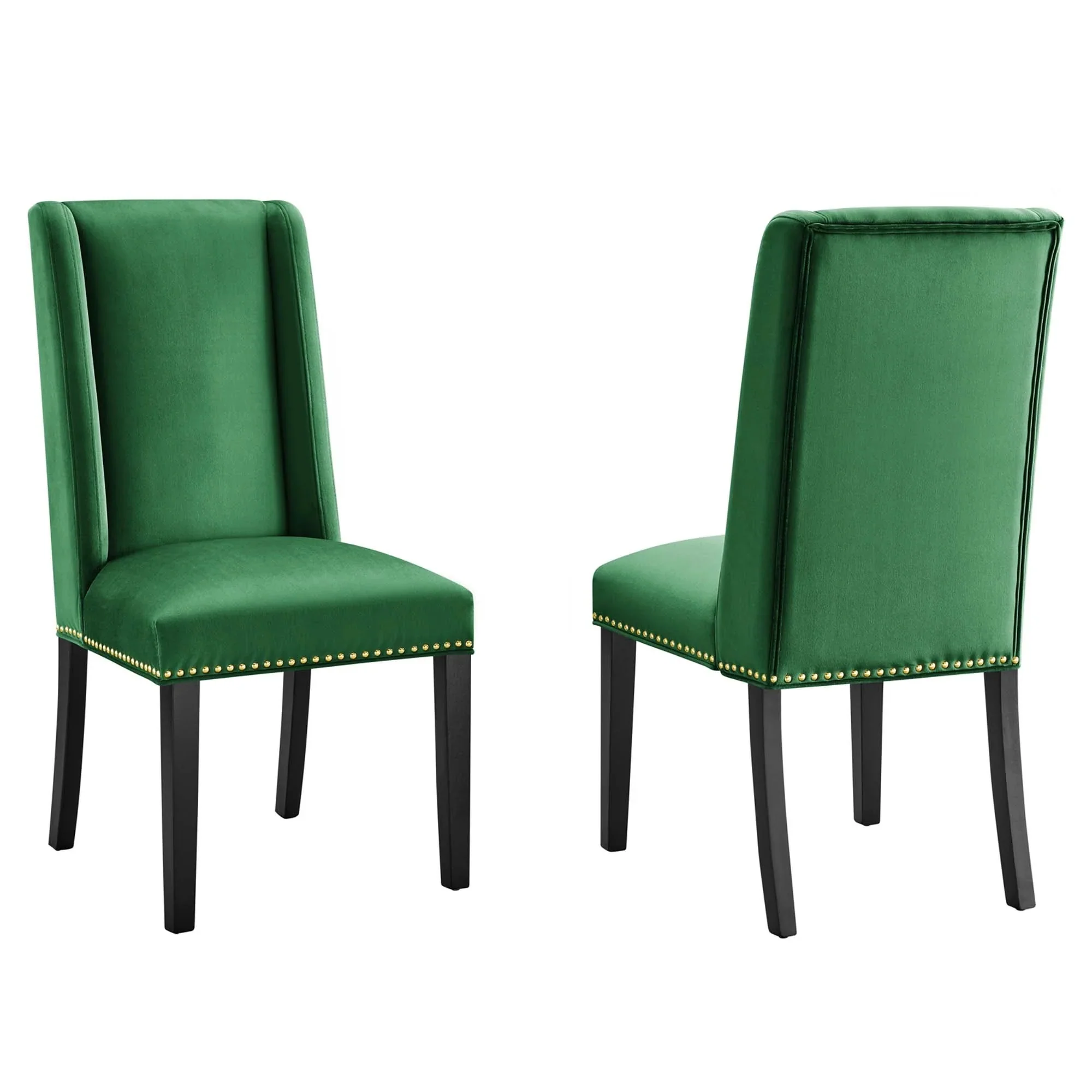 Performance Velvet Dining Side Chairs Set of 2 with Nailhead Trim