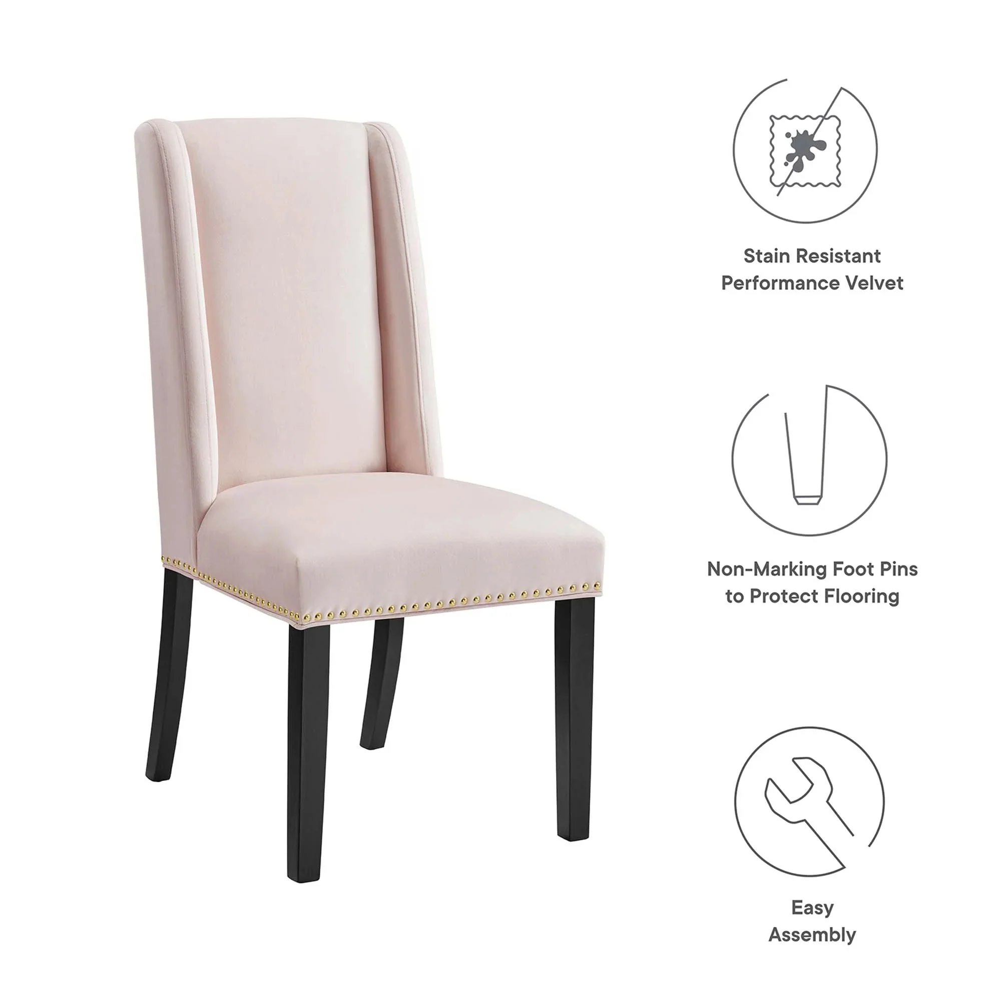 Performance Velvet Dining Side Chairs Set of 2 with Nailhead Trim - Image 12