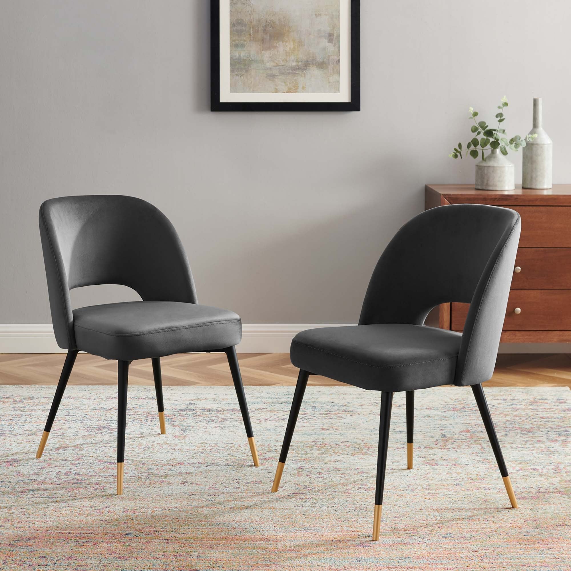 Performance Velvet Dining Side Chairs with Open Back – Set of 2 - Image 5
