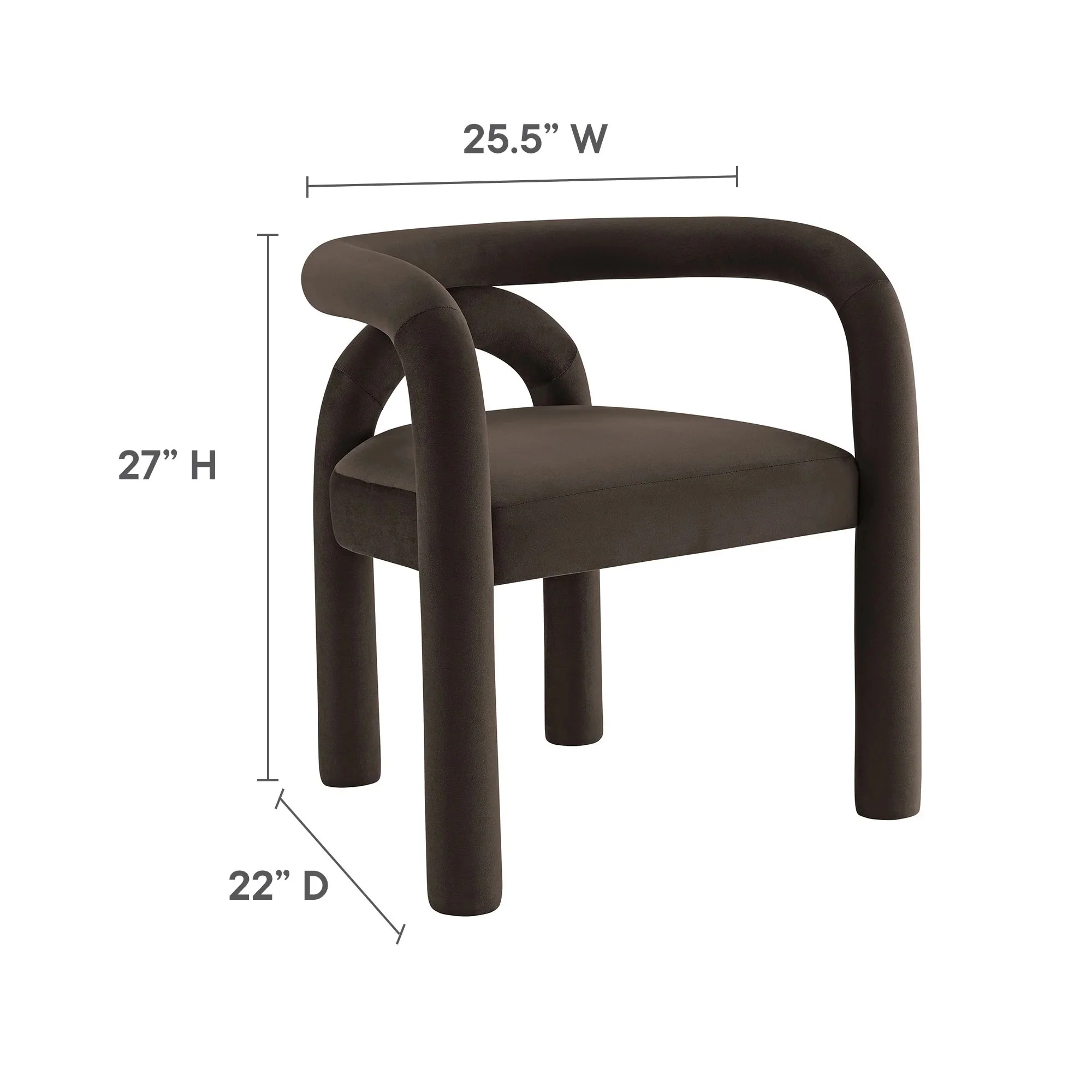 Performance Velvet Open Back Dining Armchair with Arch Back - Image 14