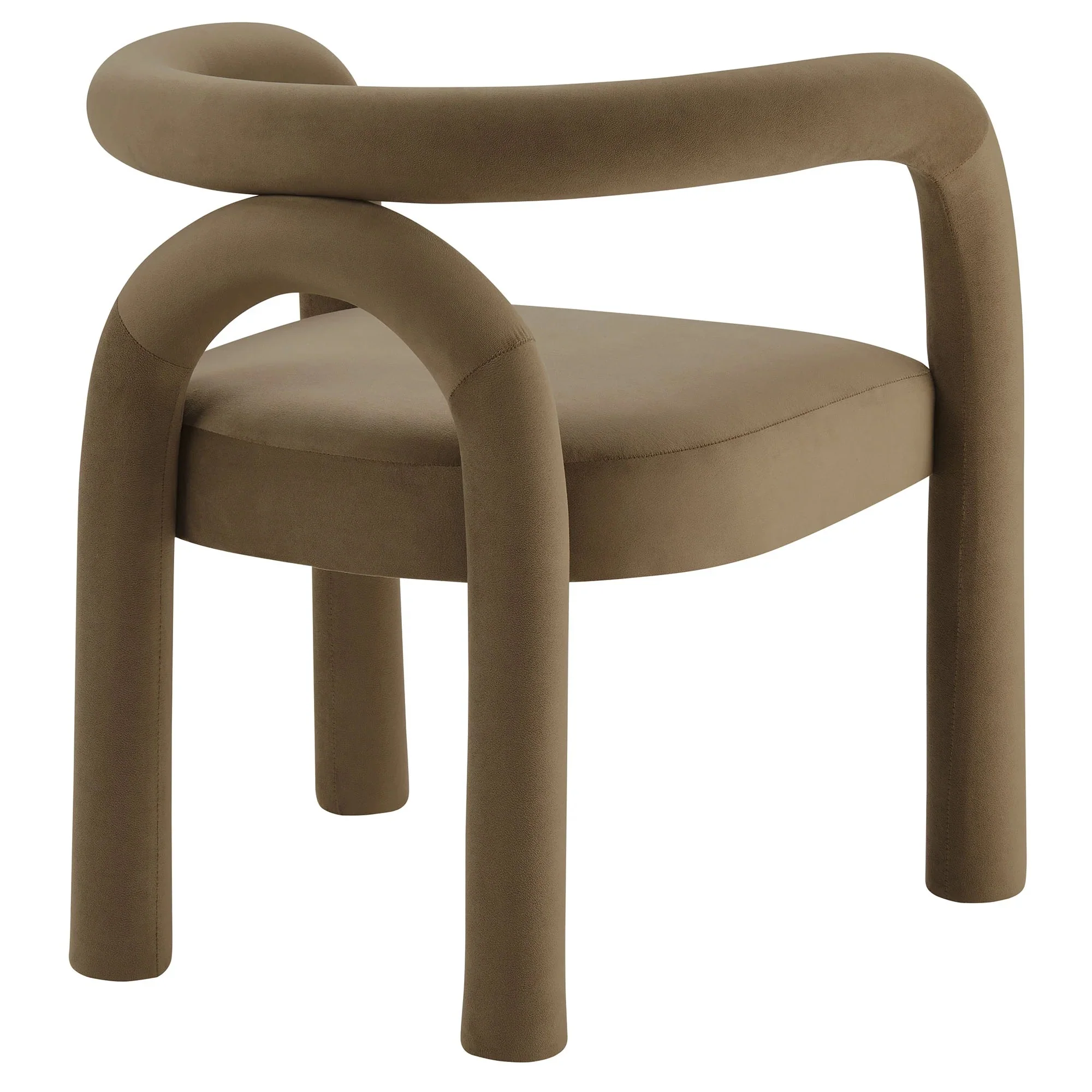 Performance Velvet Open Back Dining Armchair with Arch Back - Image 3