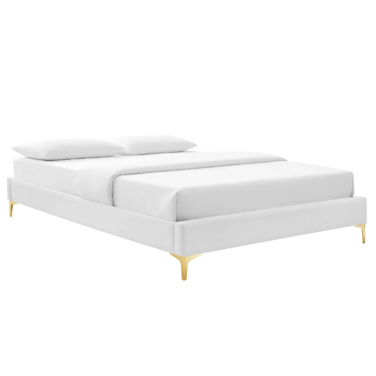 Performance Velvet Platform Bed Frame with Gold Metal Legs - Image 41