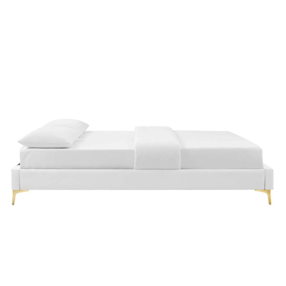 Performance Velvet Platform Bed Frame with Gold Metal Legs - Image 43