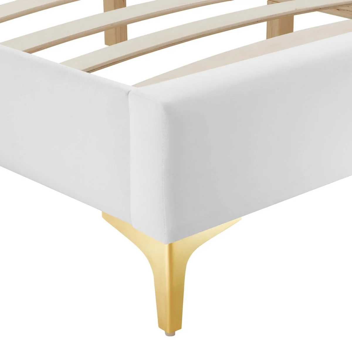 Performance Velvet Platform Bed Frame with Gold Metal Legs - Image 45