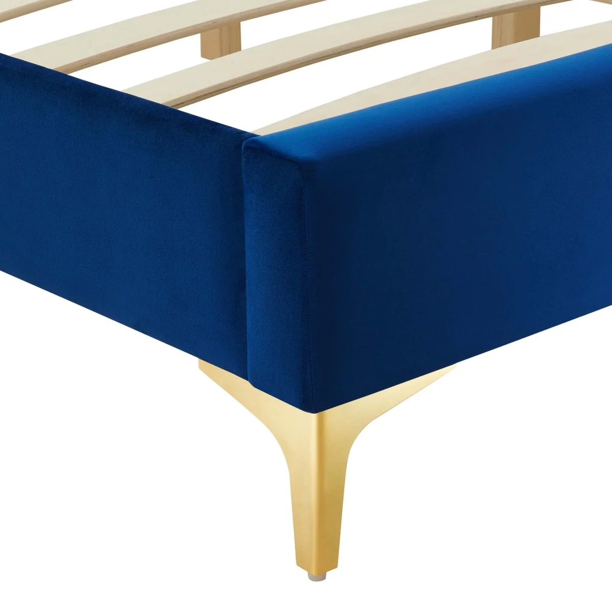 Performance Velvet Platform Bed Frame with Gold Metal Legs - Image 60