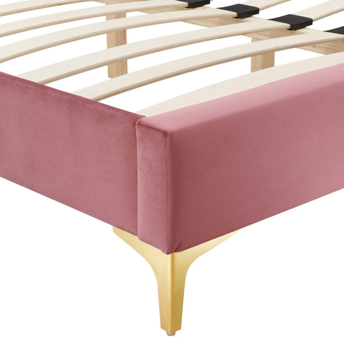 Performance Velvet Platform Bed Frame with Gold Metal Legs - Image 75