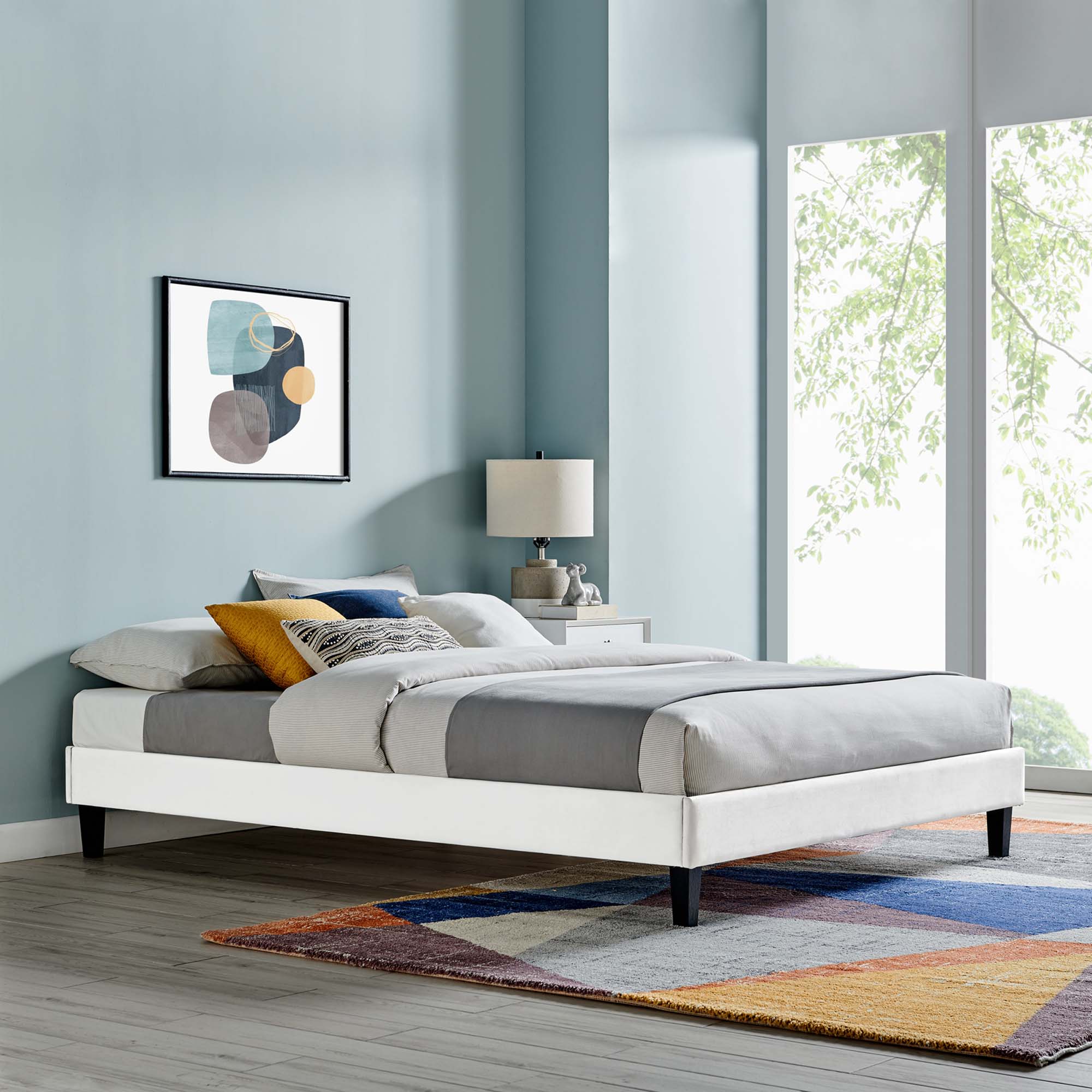Performance Velvet Upholstered Platform Bed Frame - Image 10