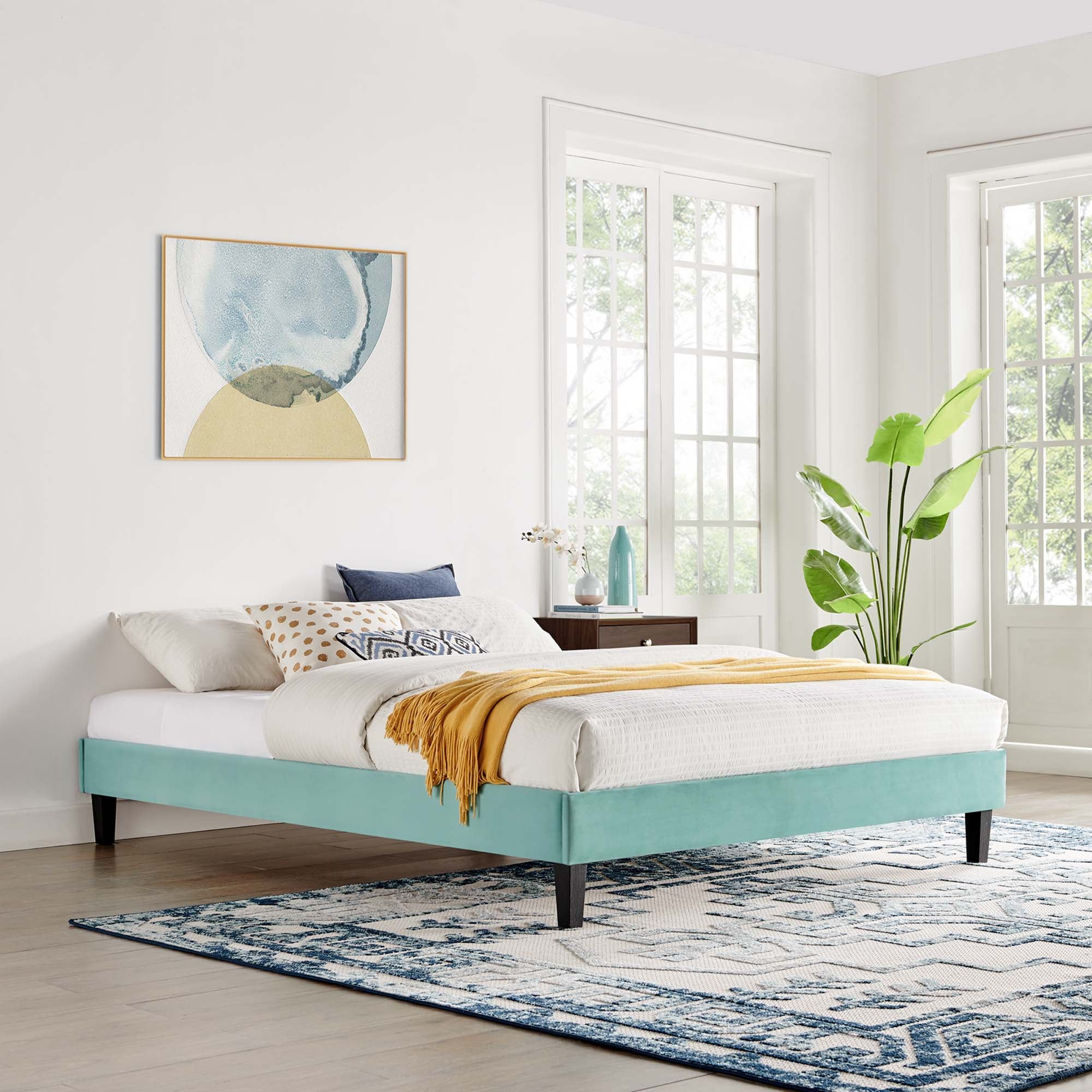 Performance Velvet Upholstered Platform Bed Frame - Image 40