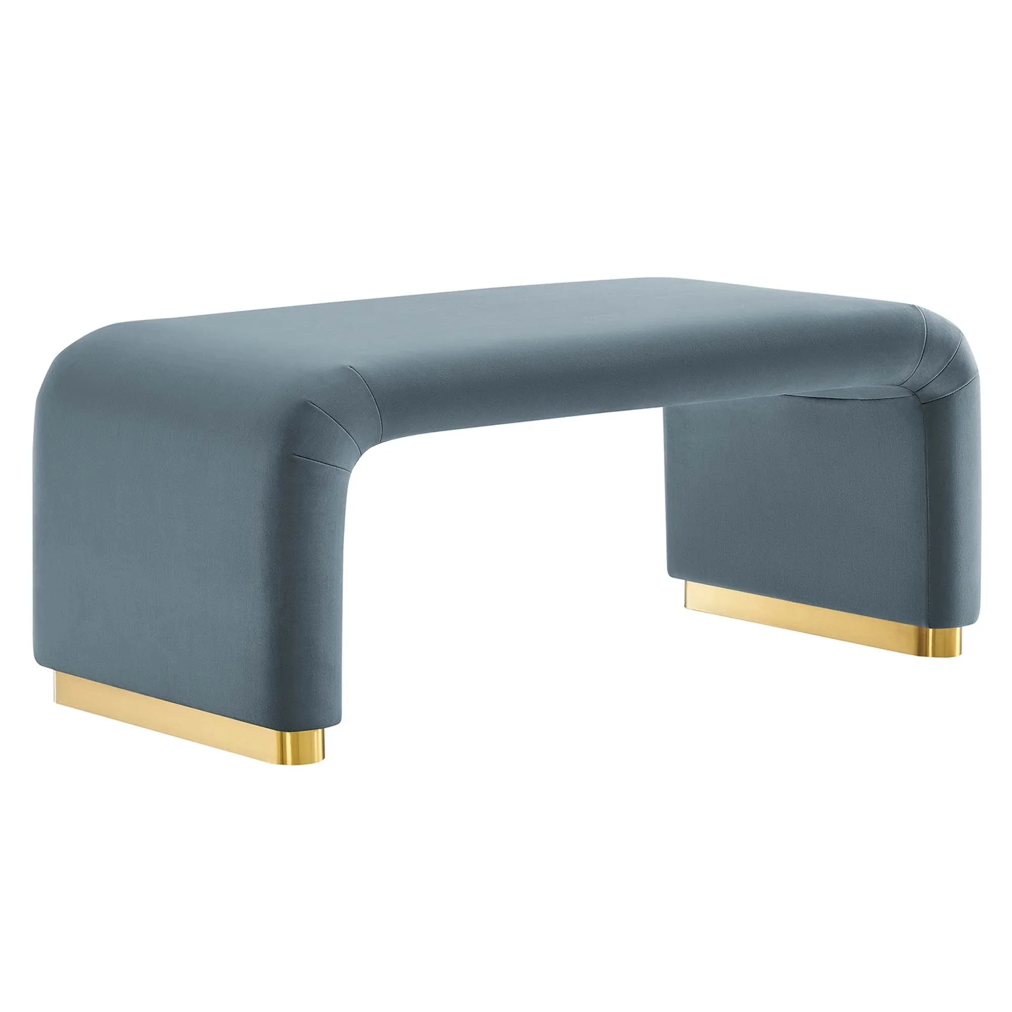 Performance Velvet Waterfall Ottoman with Metal Base – 42 Inch