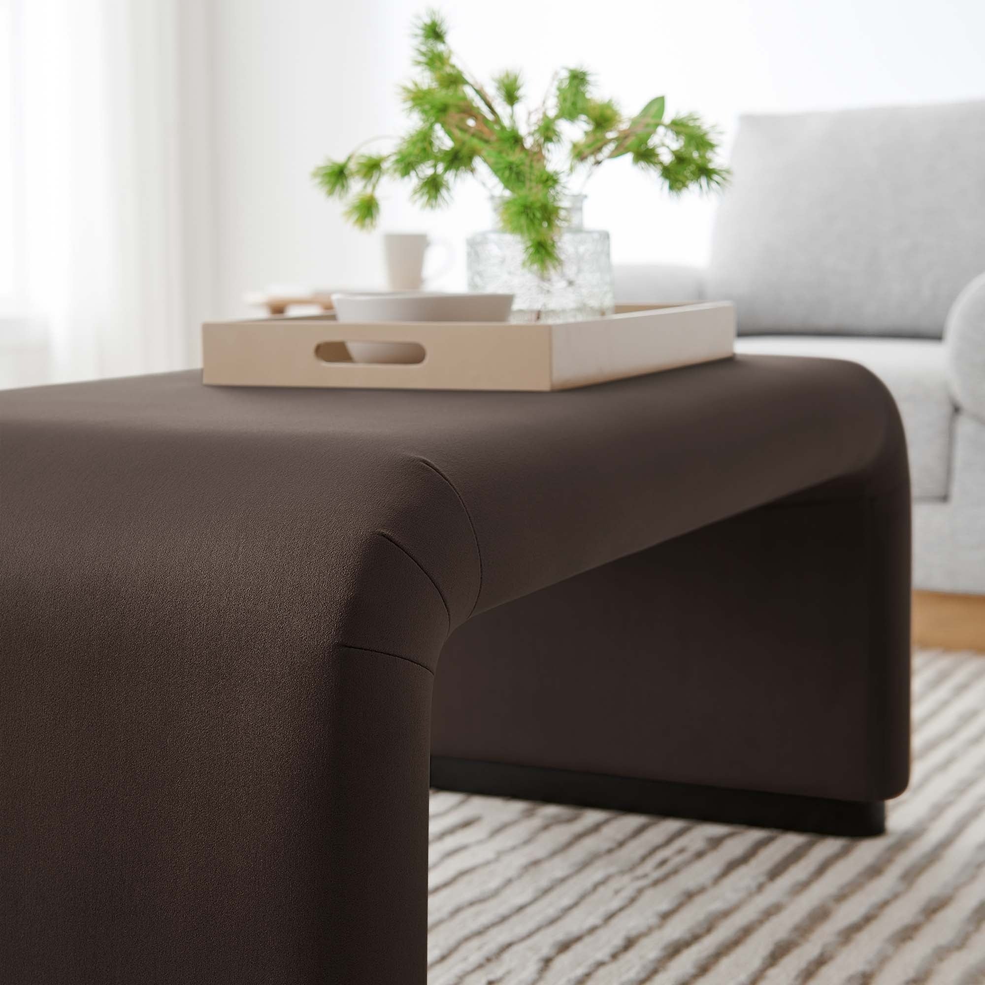 Performance Velvet Waterfall Ottoman with Metal Base – 42 Inch - Image 45