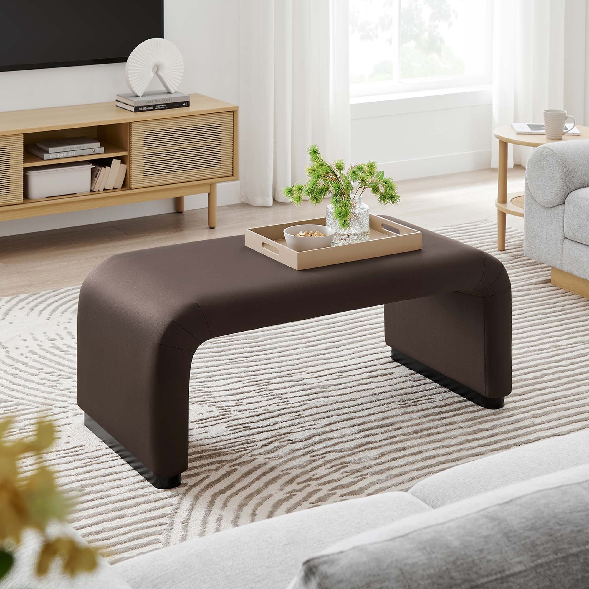 Performance Velvet Waterfall Ottoman with Metal Base – 42 Inch - Image 46