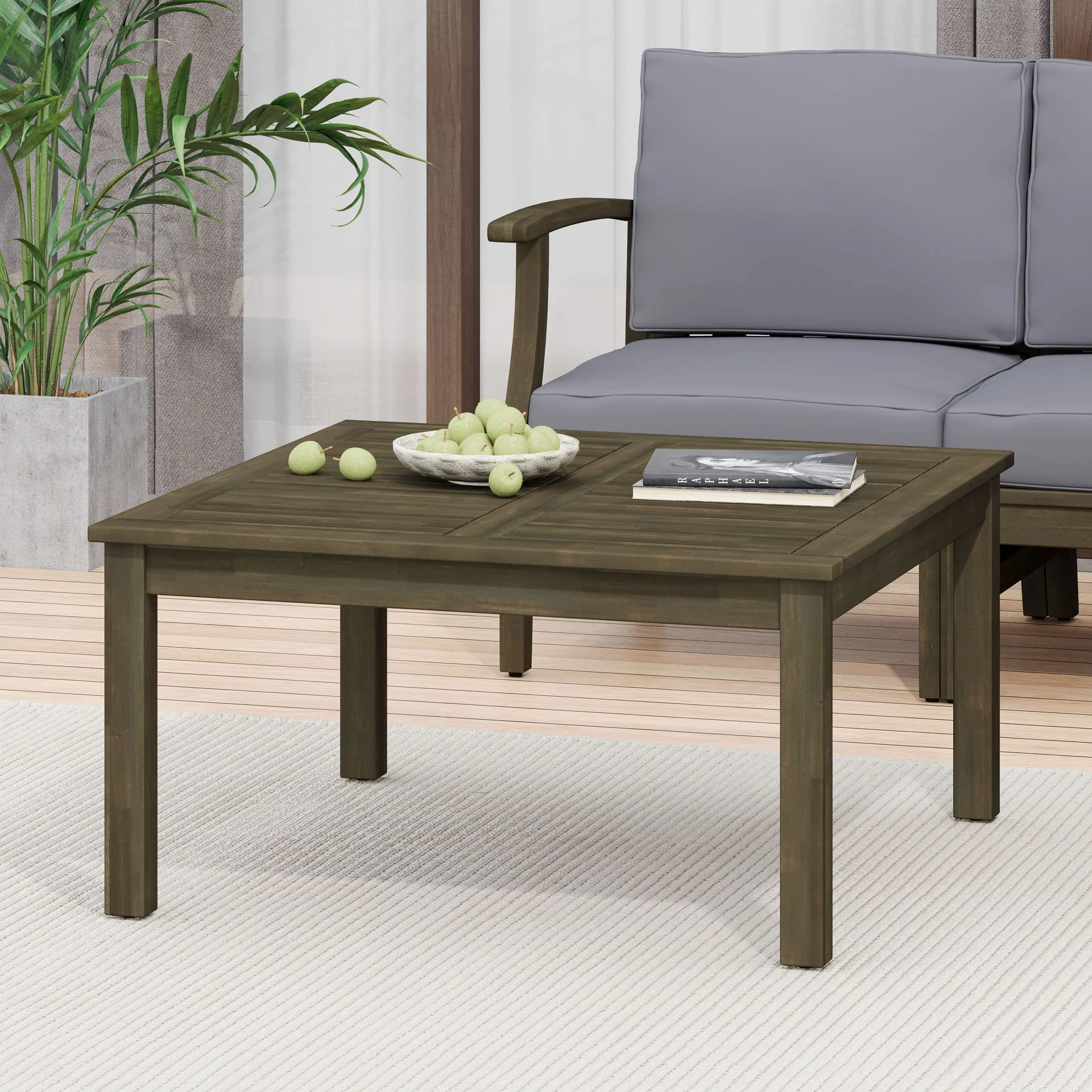 Perla - Rustic Square Coffee Table With Block Legs - Image 18