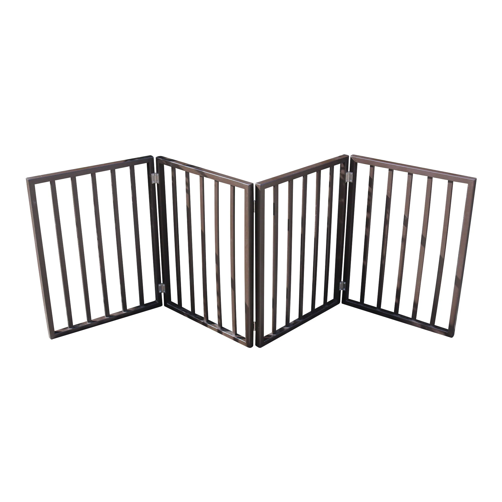 Pet Gate Dog Gate For Doorways, Stairs Or House Freestanding, Folding - Dark Brown - Image 5