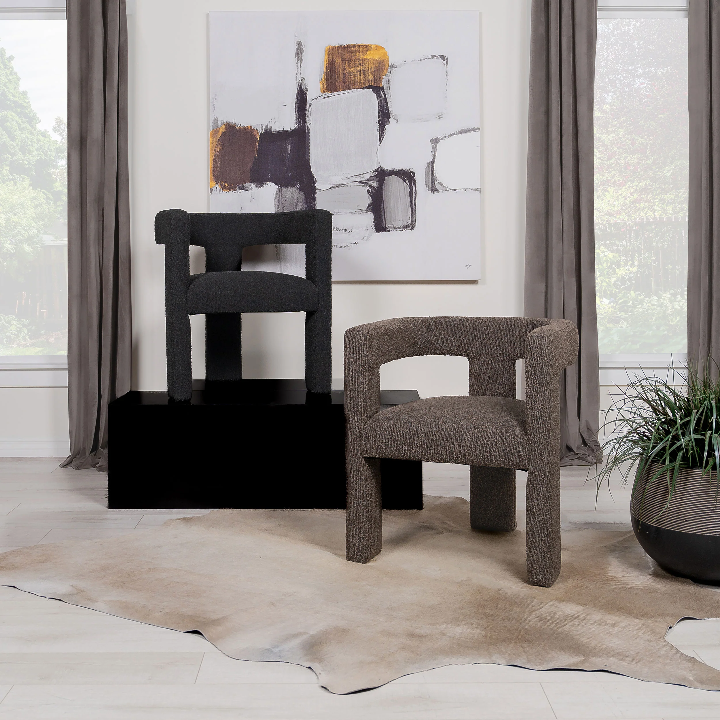 Petra Boucle Upholstered Accent Side Chair Black - Image 12