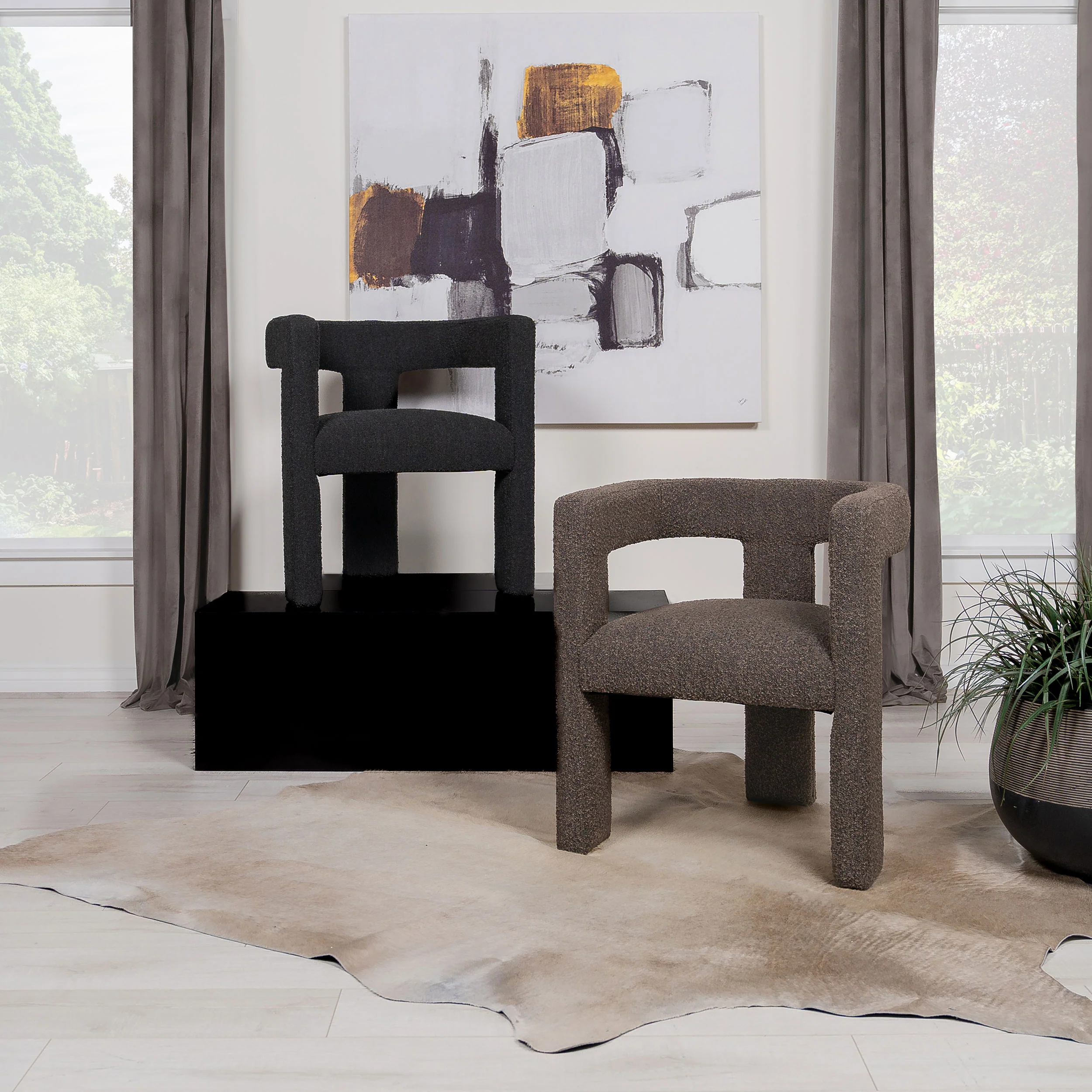 Petra Boucle Upholstered Accent Side Chair - Chocolate Brown - Image 12