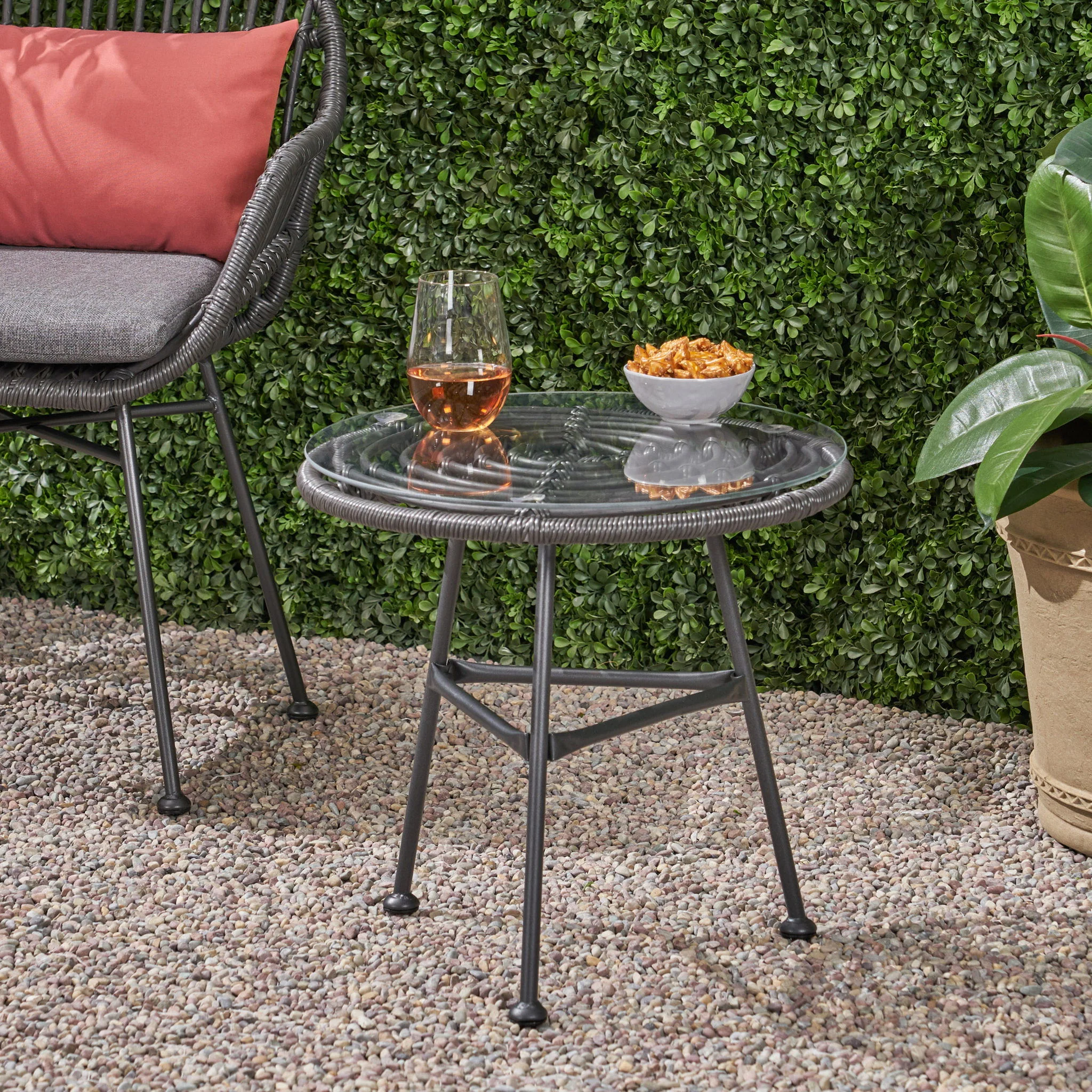 Petrichor - Outdoor Side Table With Tempered Glass And Steel Frame - Image 4
