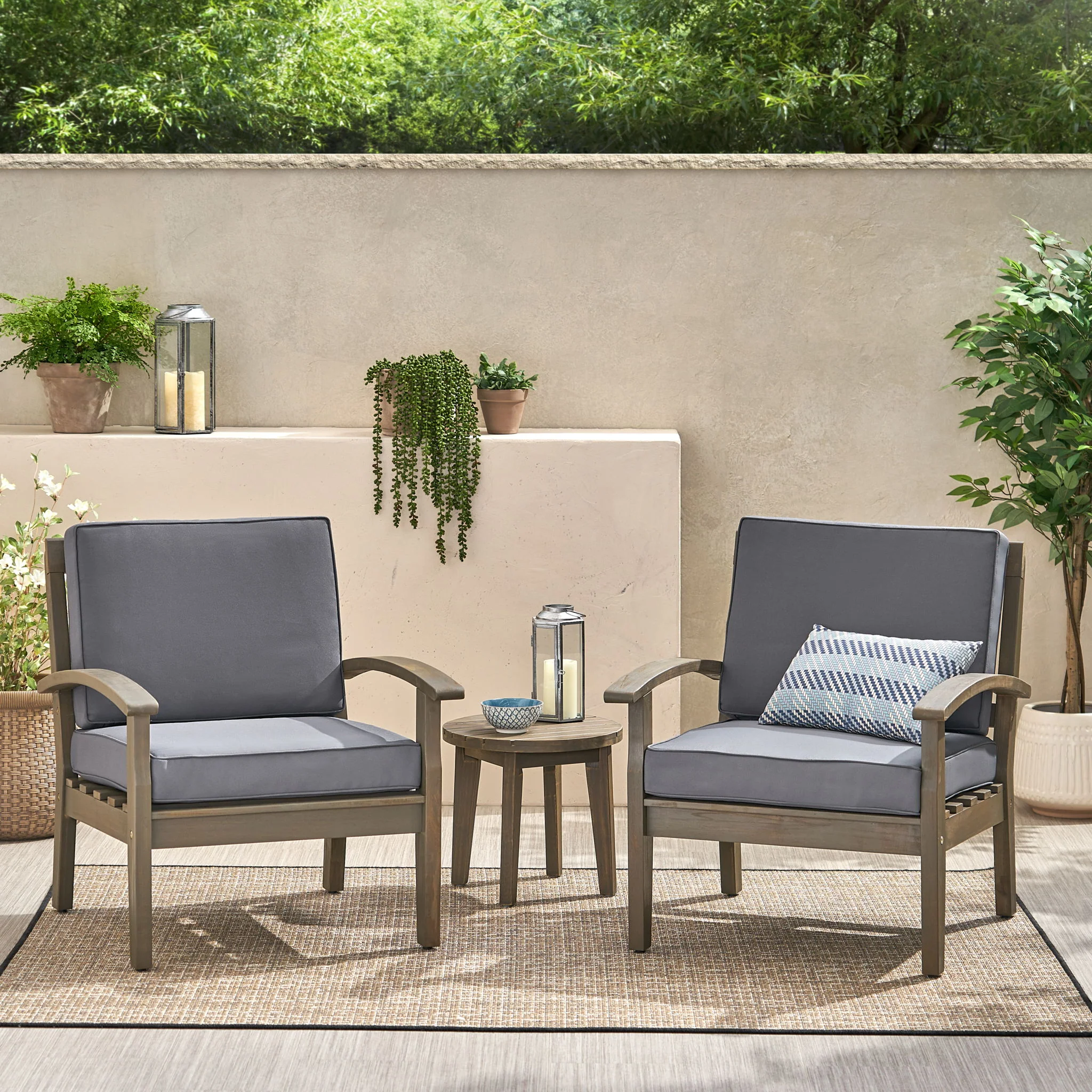Peyton Club Chair Outdoor Seating Acacia Wood 32.25 X 28.00 X 31.25" - Image 8