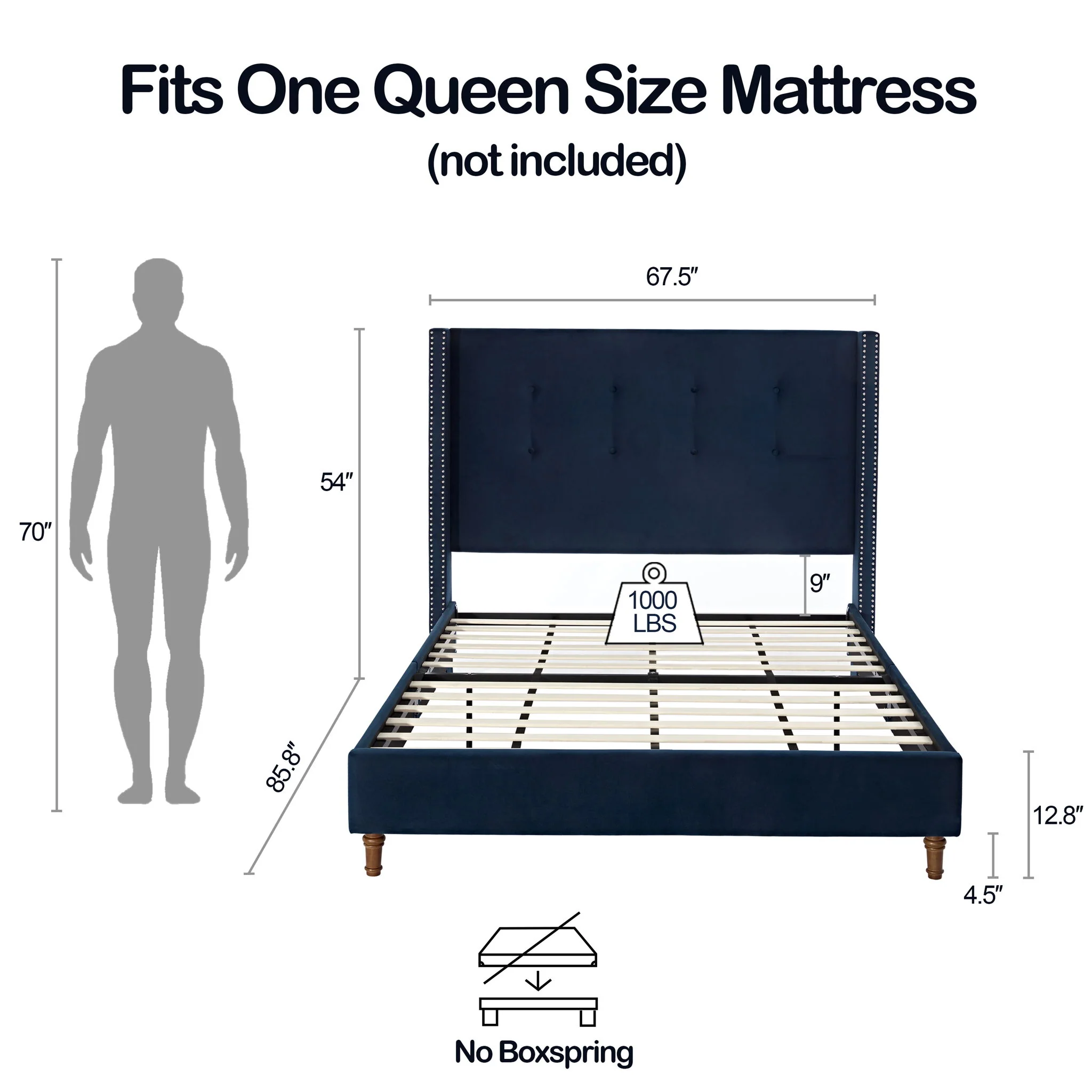 Peyton - Upholstered Bed With 54" High Headboard, Traditional Hand Buttoned Tufting - Image 20