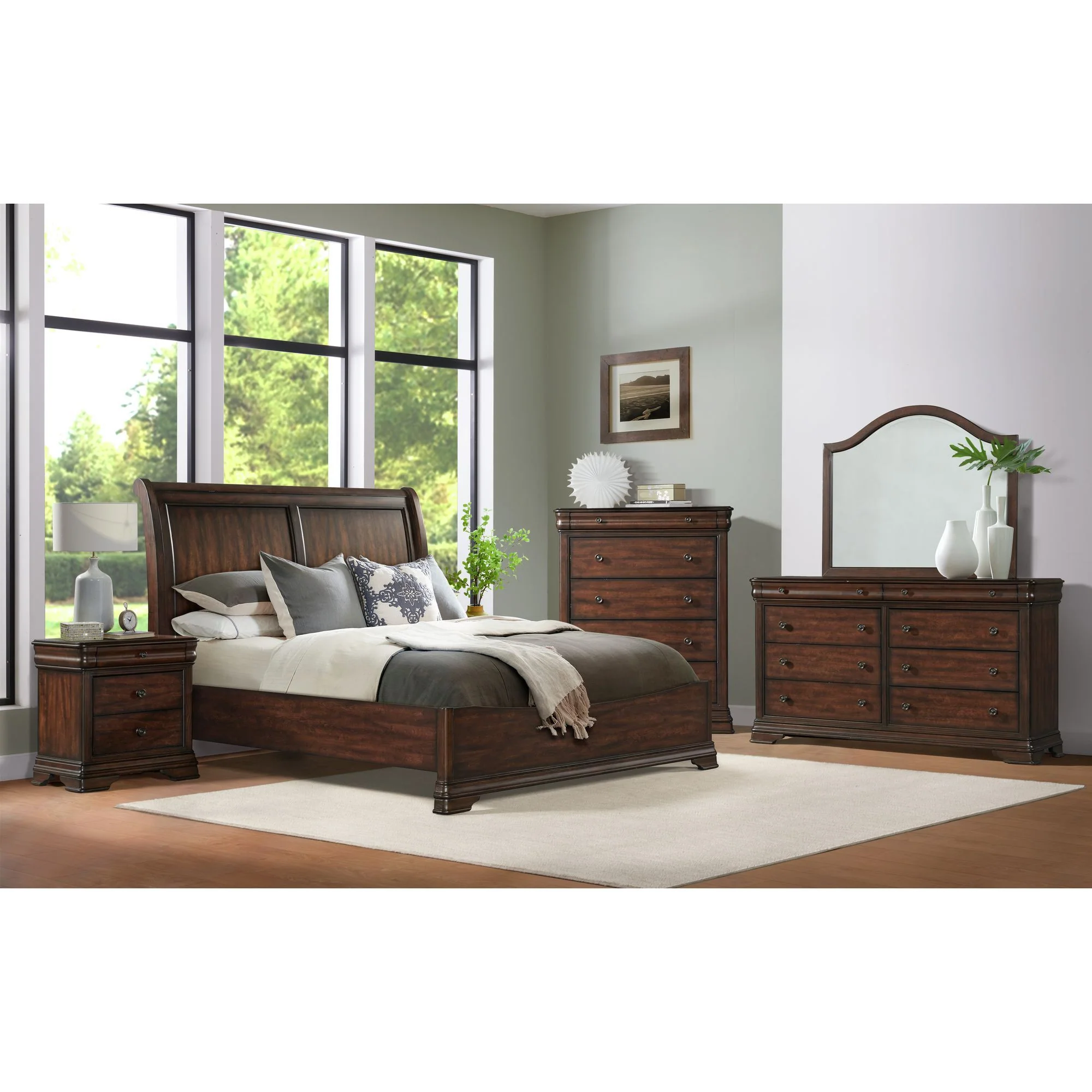 Phillipe - 3-Drawer Nightstand With USB - Cherry - Image 4