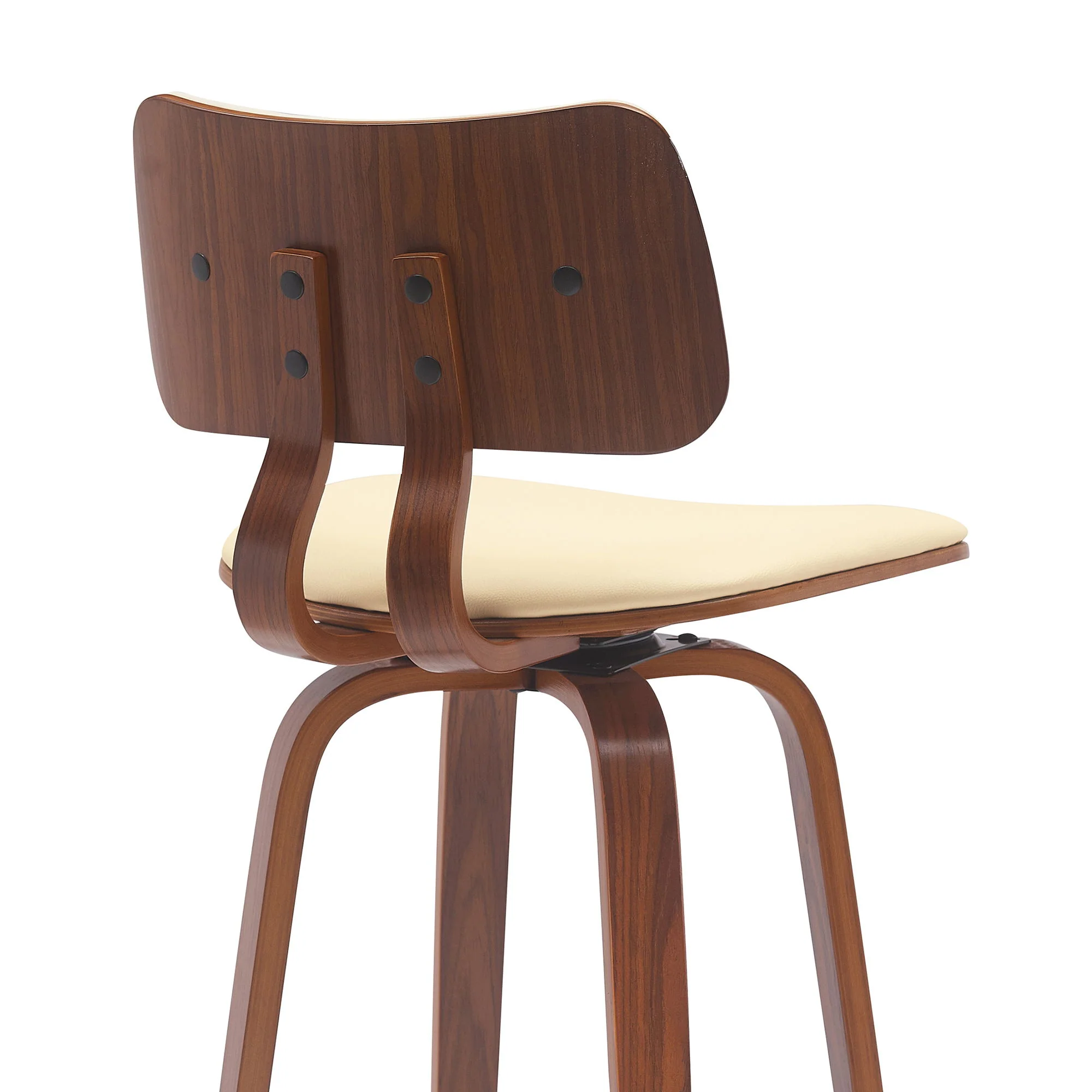 Pico - Swivel Walnut Wood Faux Leather Stool - Image 16