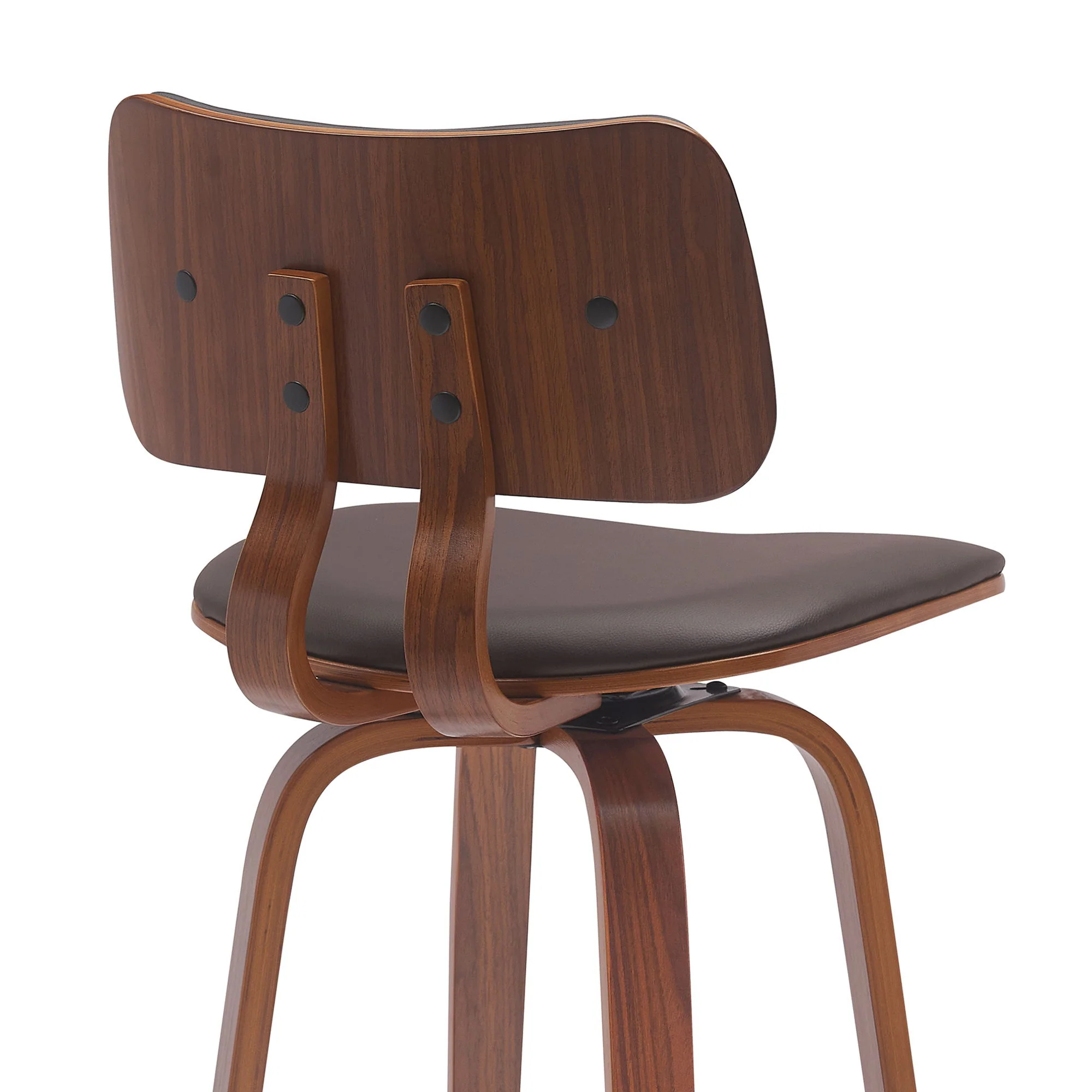 Pico - Swivel Walnut Wood Faux Leather Stool - Image 48