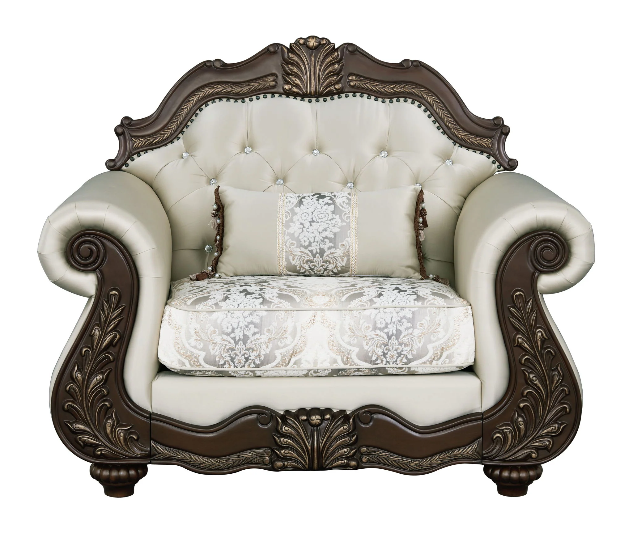 Pierce - 5 Pieces Living Room Set - Beige / Cherry - Image 8