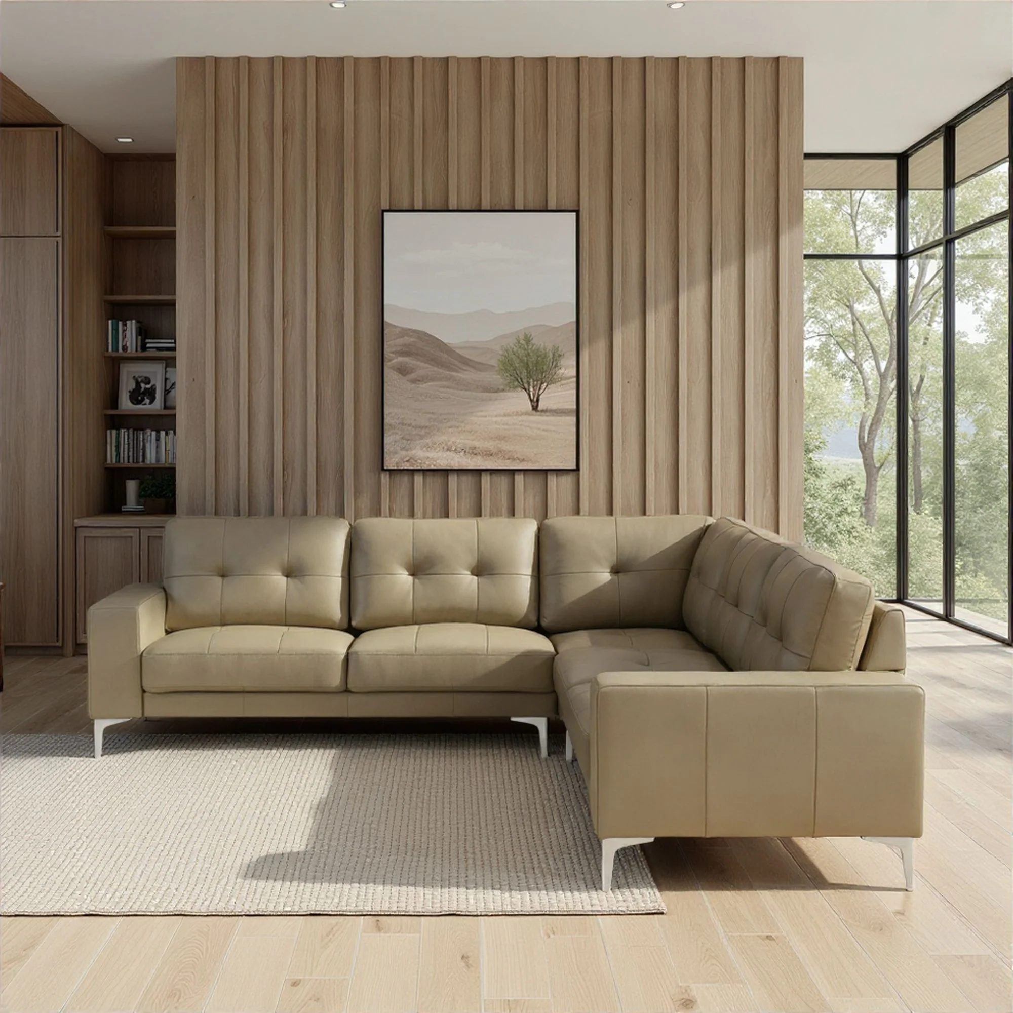 Pimentel - Leather Sectional Sofa With Tufted Back And Track Arms - Image 8