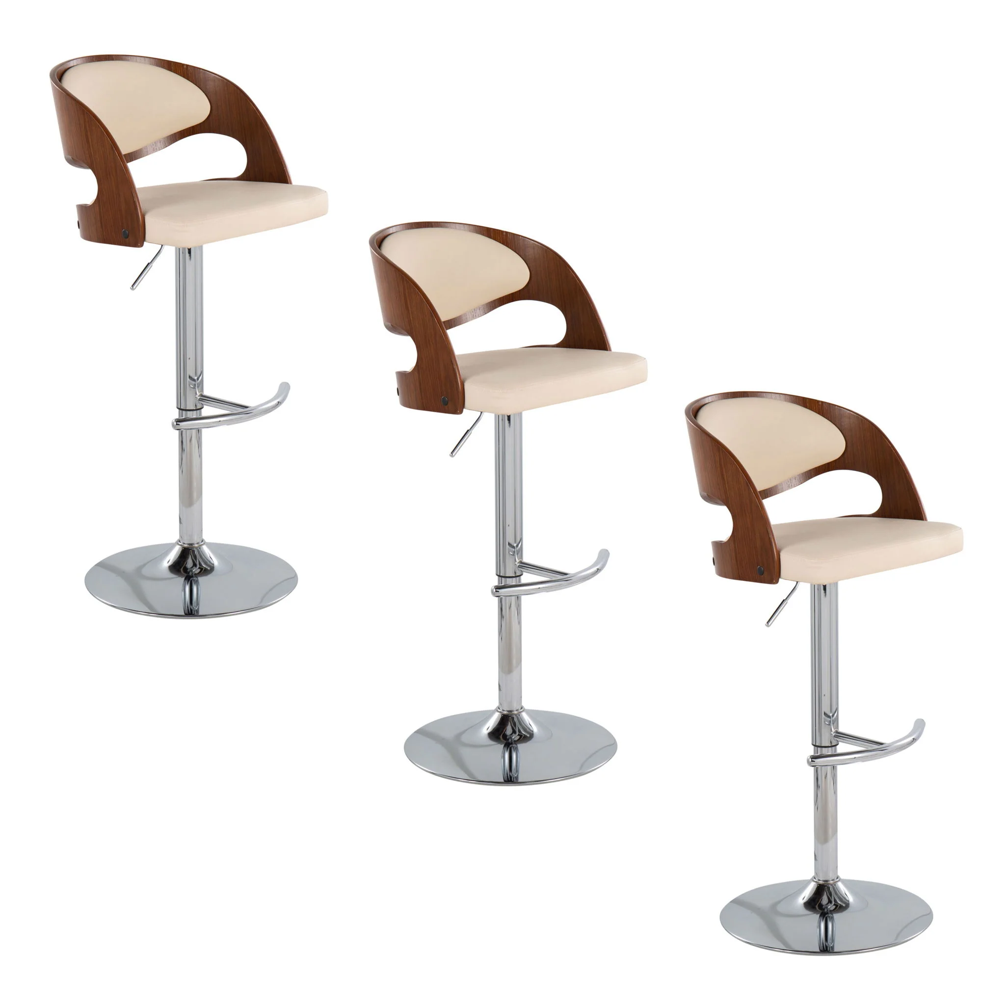 Pino - Mid Century Modern Adjustable Barstool & Swivel With Rounded T Footrest (Set of 2) - Image 2
