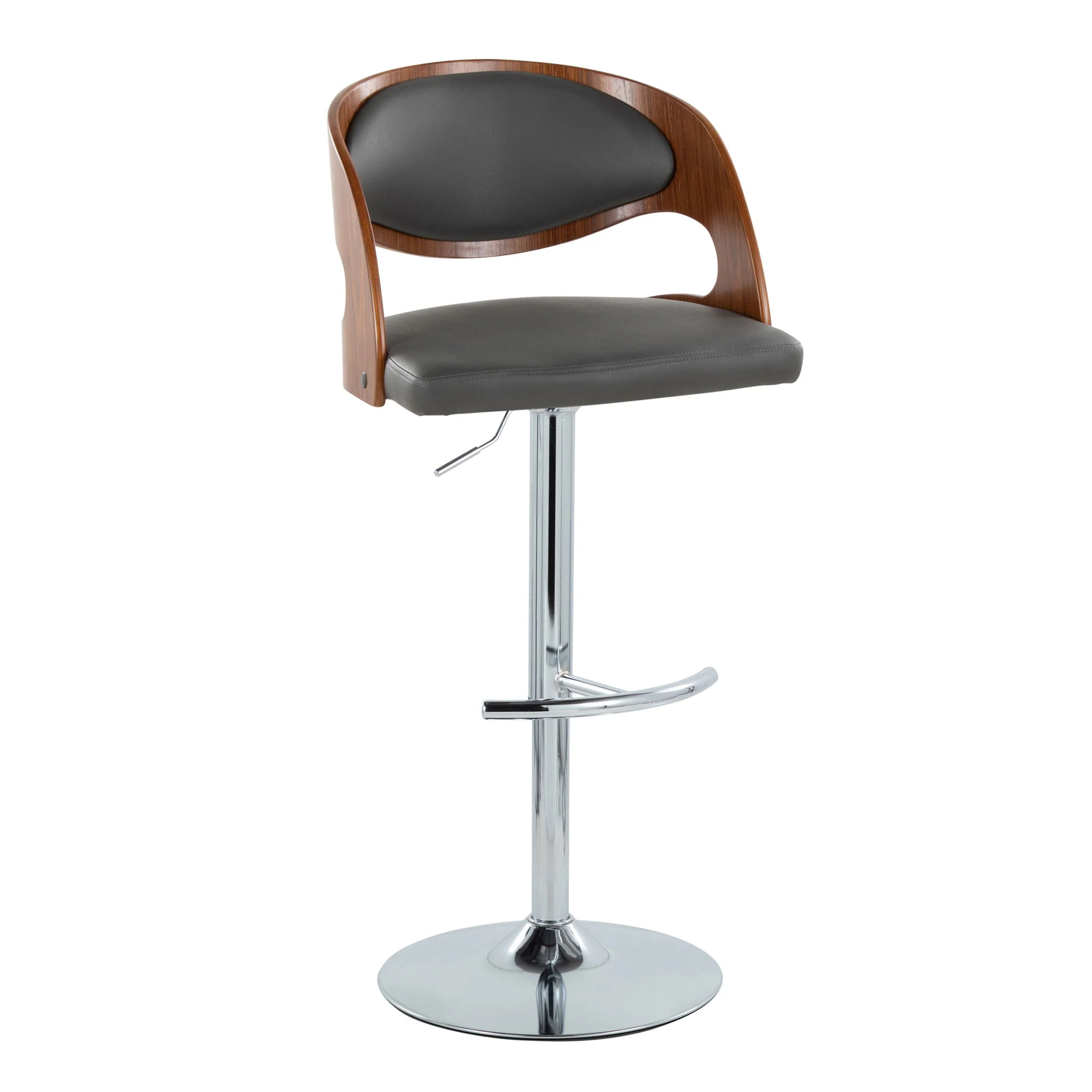 Pino - Mid Century Modern Adjustable Barstool & Swivel With Rounded T Footrest (Set of 2) - Image 8