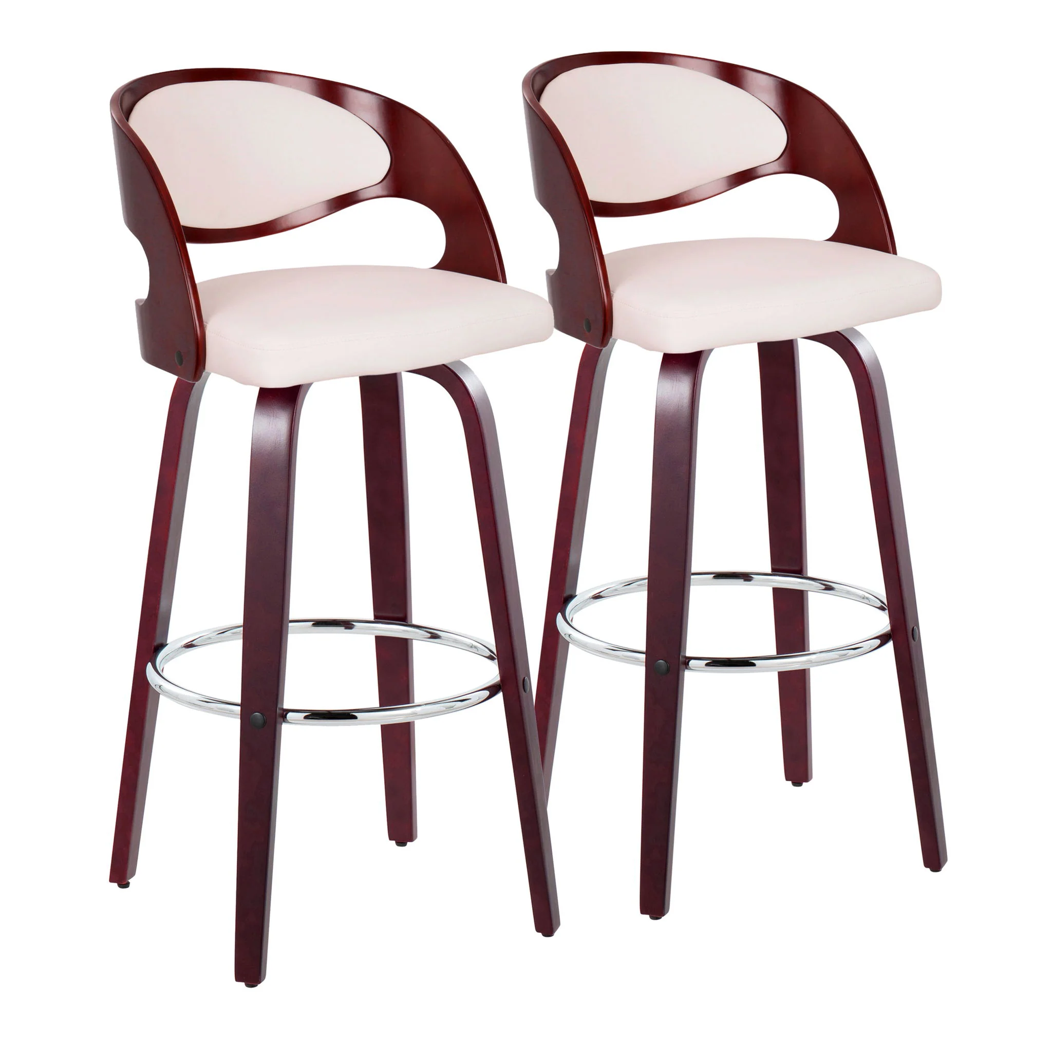 Pino - Mid Century Modern Fixed Height Barstool With Swivel & Round Footrest (Set of 2) - Image 2