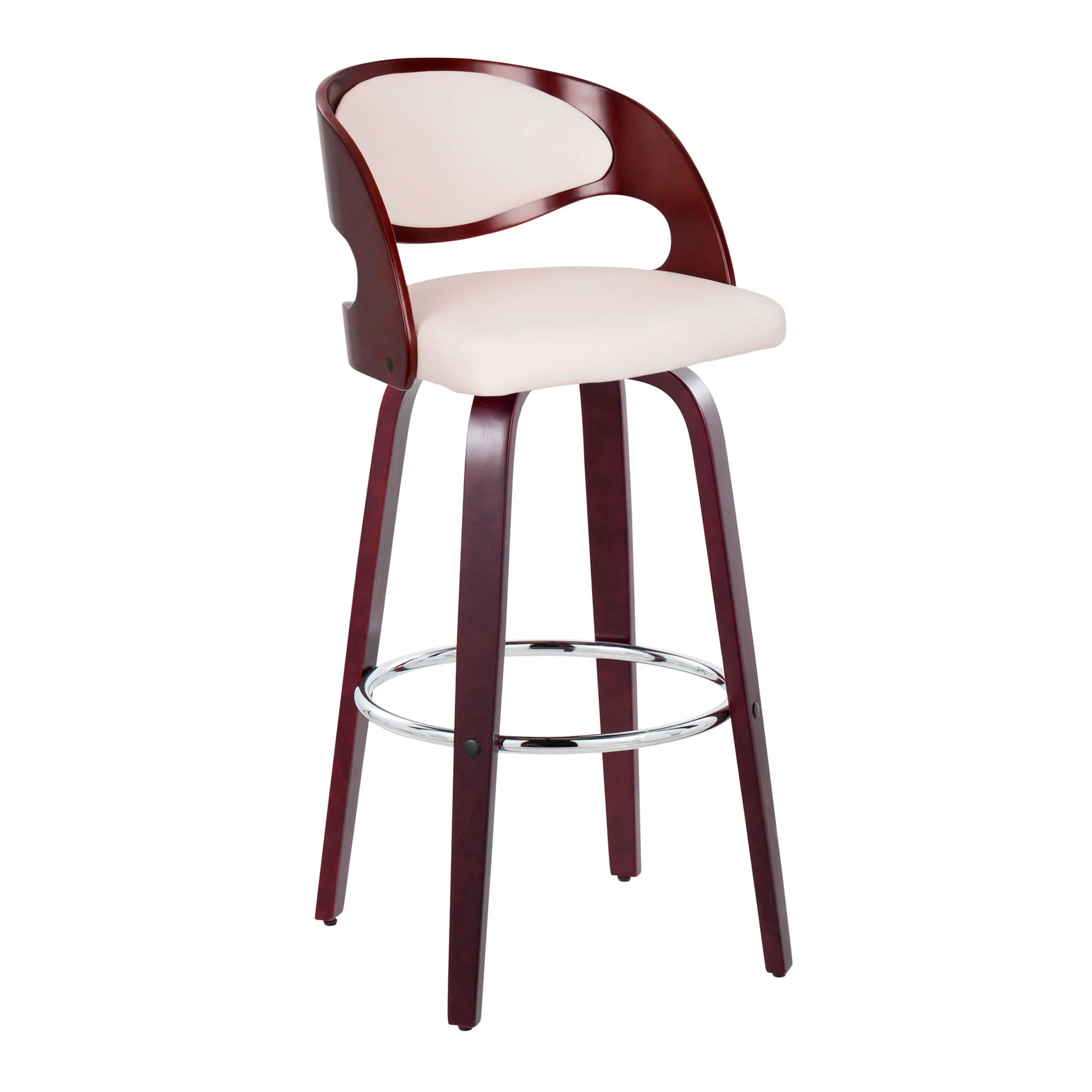 Pino - Mid Century Modern Fixed Height Barstool With Swivel & Round Footrest (Set of 2) - Image 7