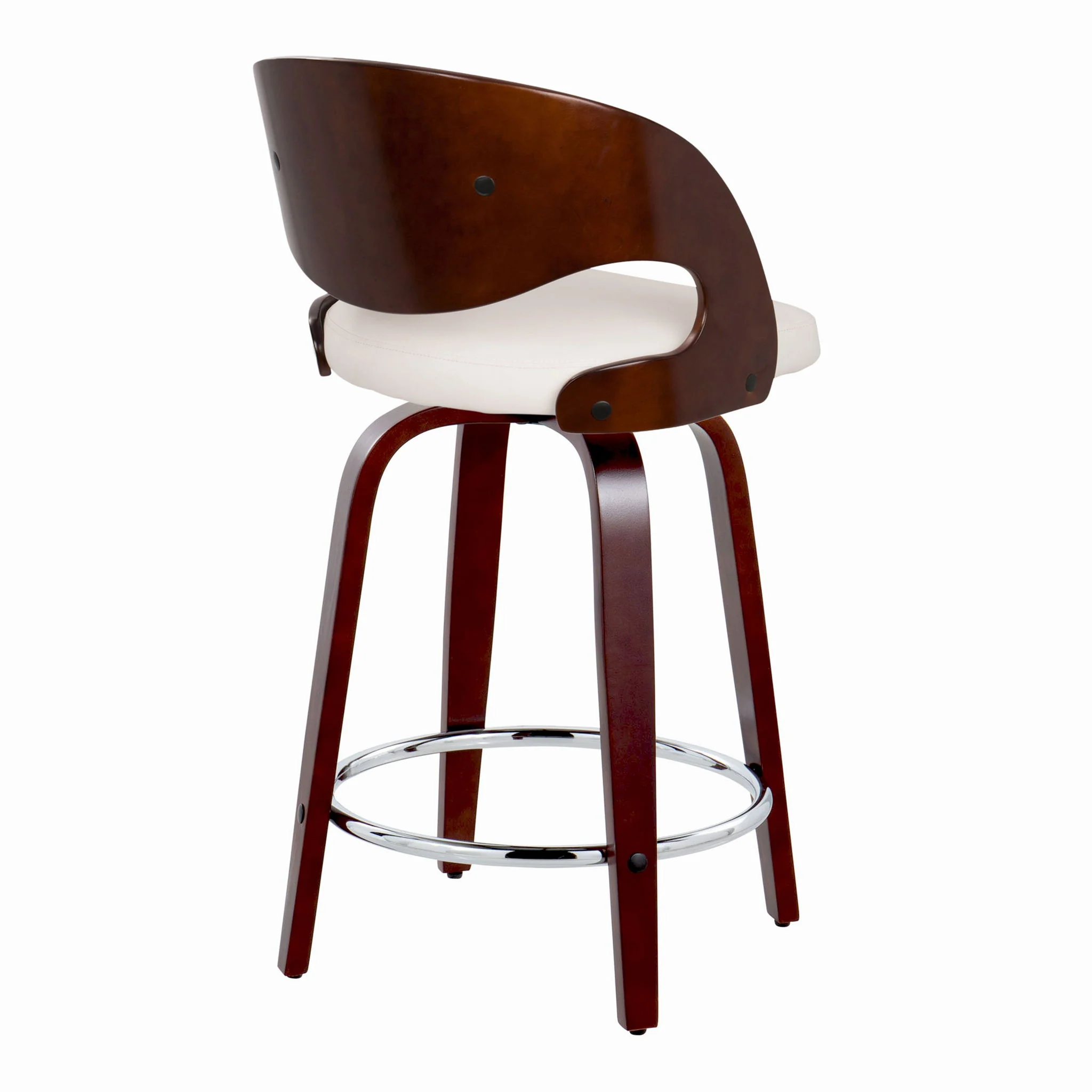 Pino - Mid Century Modern Fixed Height Barstool With Swivel With Round Footrest (Set of 2) - Image 3